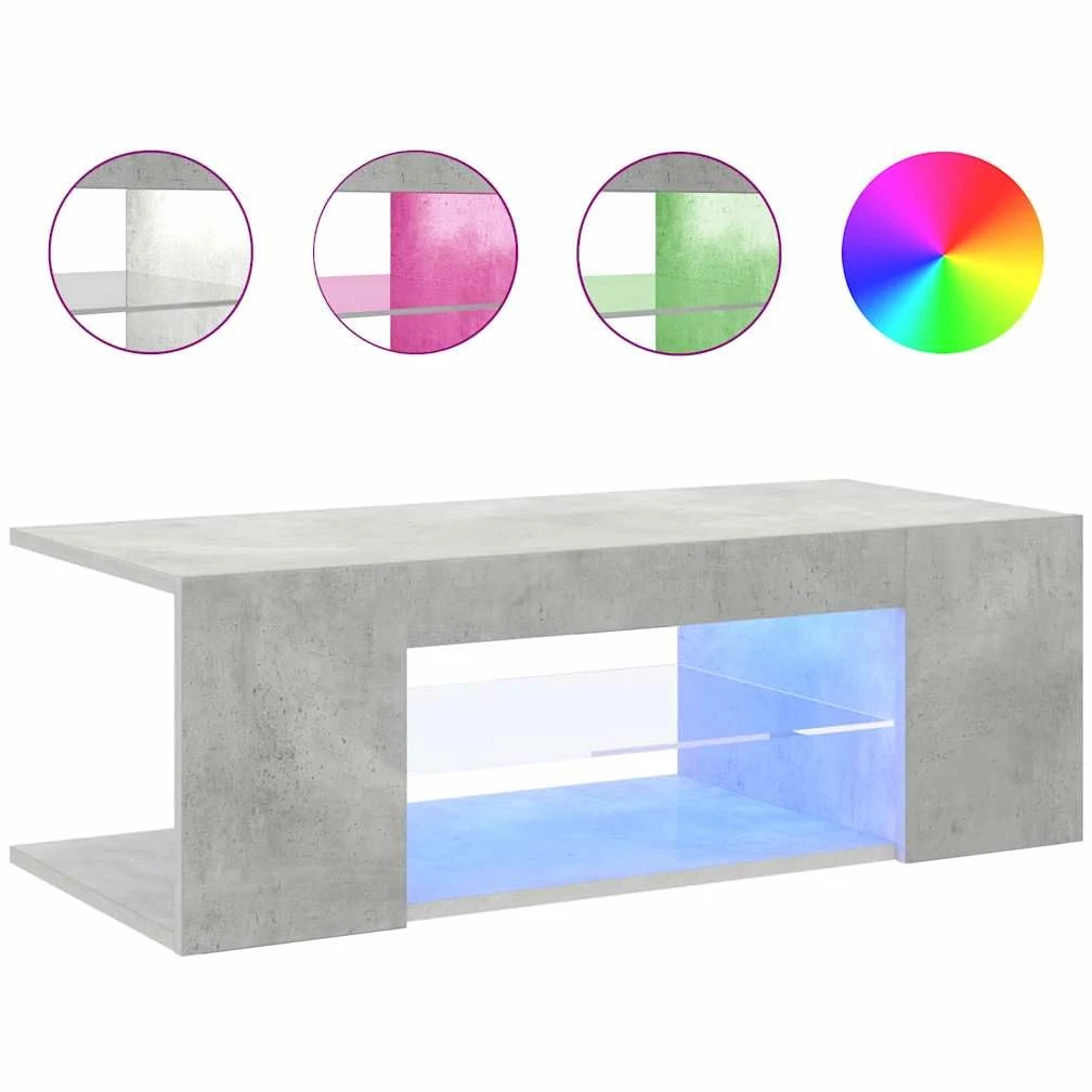 vidaXL Meuble TV avec lumières LED Gris béton 90x39x30 cm