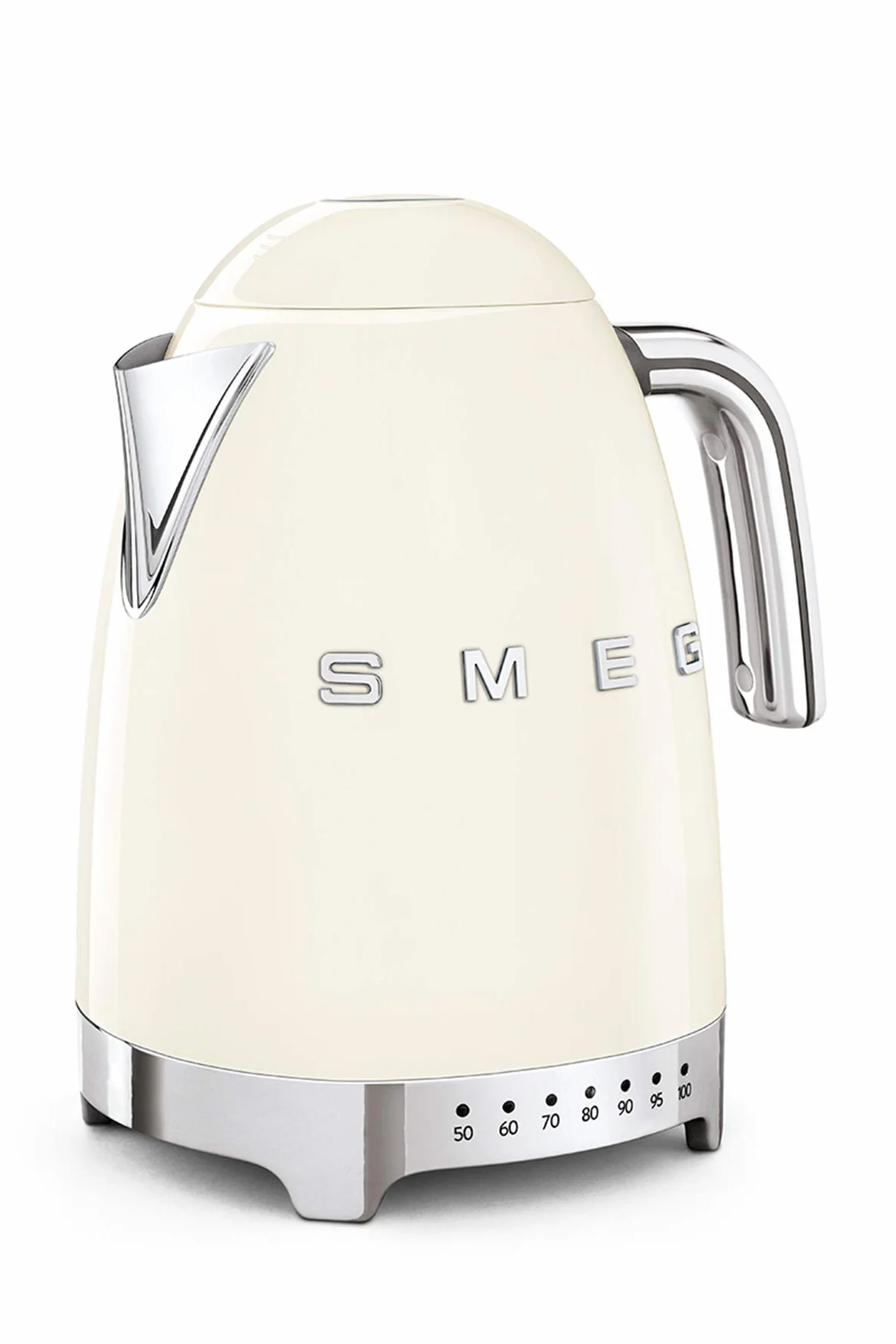 Smeg, Bouilloire à Température Variable KLF04CREU 1,7 L, Plusieurs Température, Filtre Anticalcaire Lavable, Arrêt Automatique de Sécurité, Indicateur de Niveau d'Eau, Enrouleur de Câble, 2400W, Crème