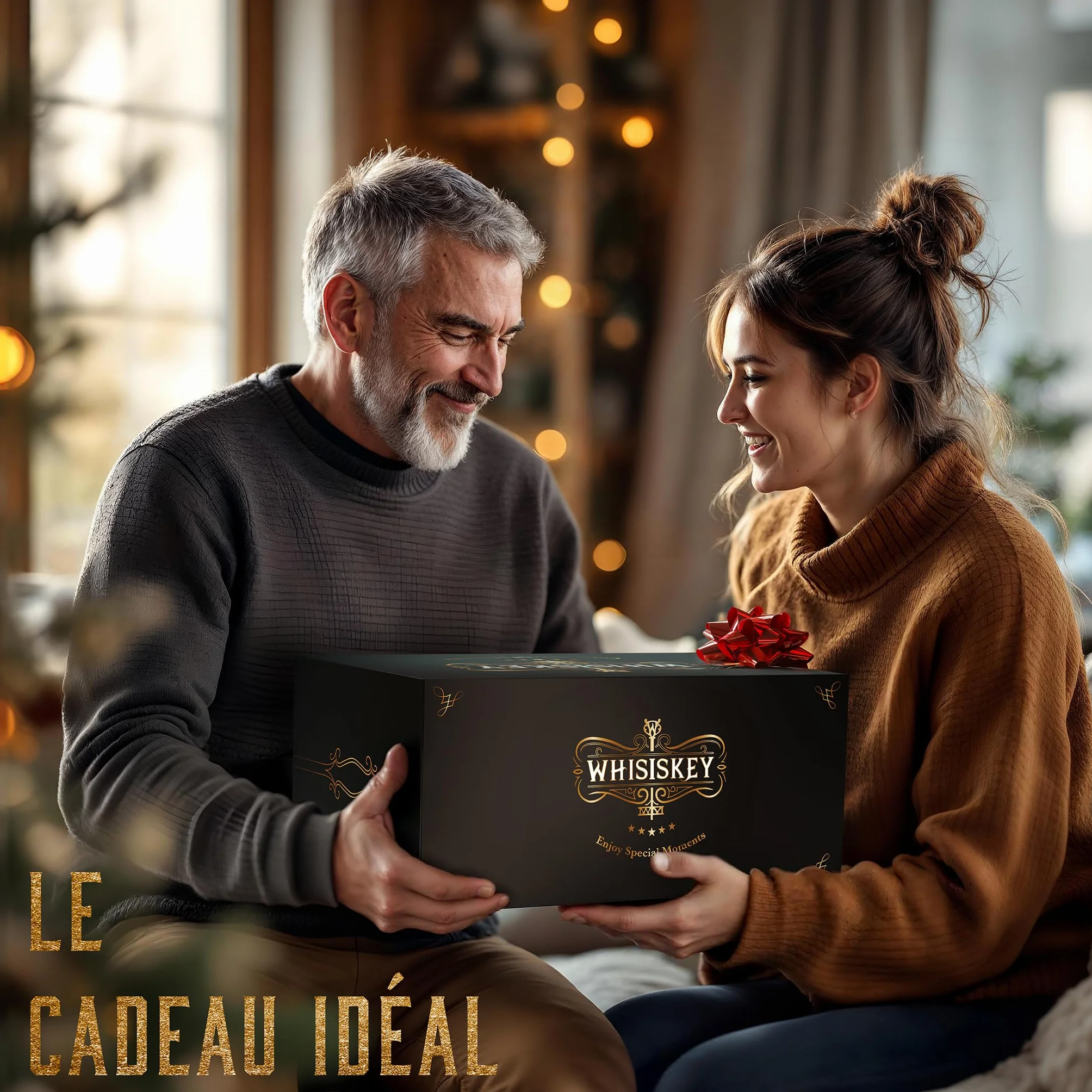 WHISISKEY Ensemble Carafe à Whisky - Coffret Cadeau à Whisky - Cadeaux pour Hommes - Cadeau d'anniversaire pour Homme - Carafe Classique 700 ML - 4 Verres à Whisky, 4 Pierres à Whisky