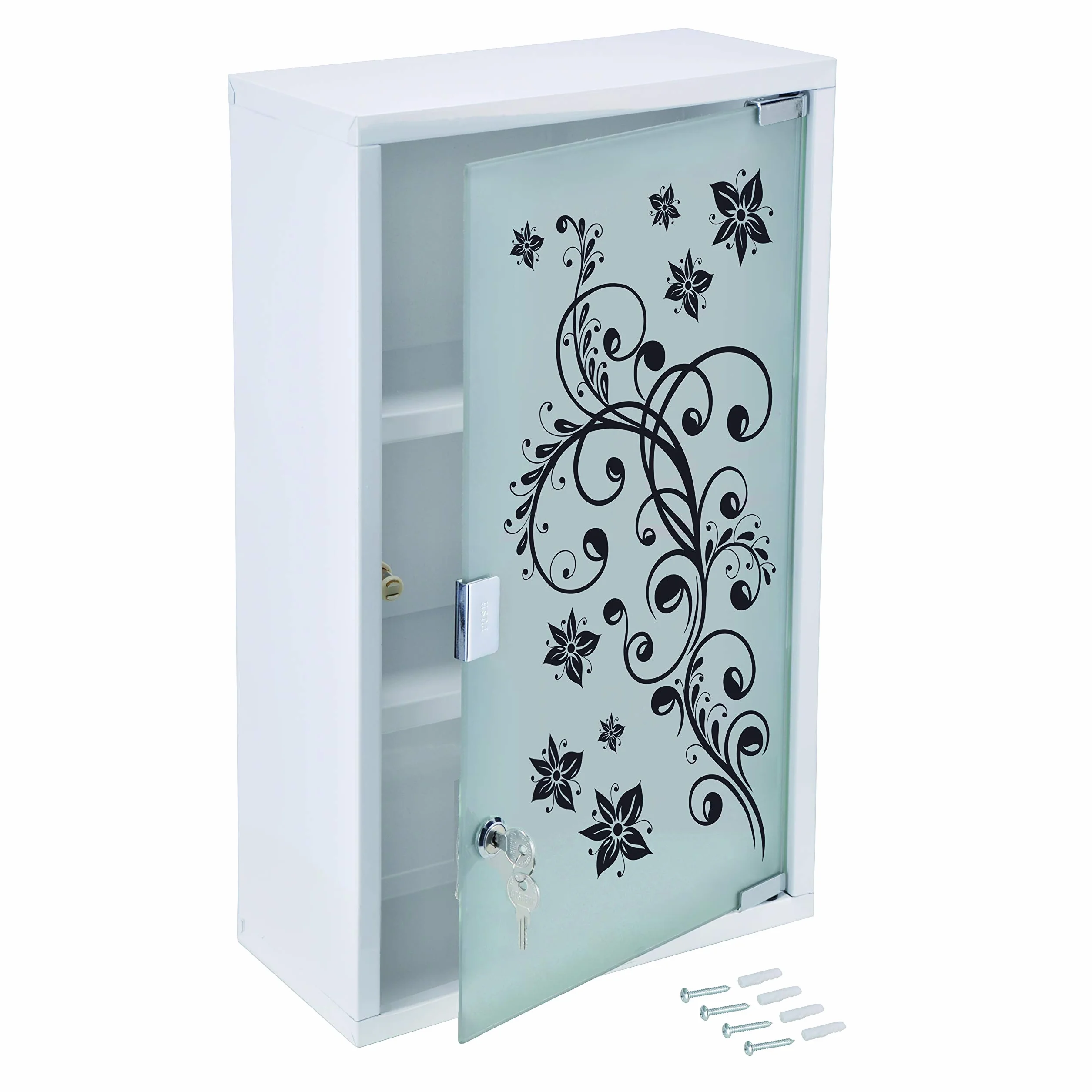 Hi - Armoire à Pharmacie Robuste avec étagères, refermable, Pratique Armoire Murale compacte en Verre, Rangement en Acier Inoxydable, Trousse de Secours