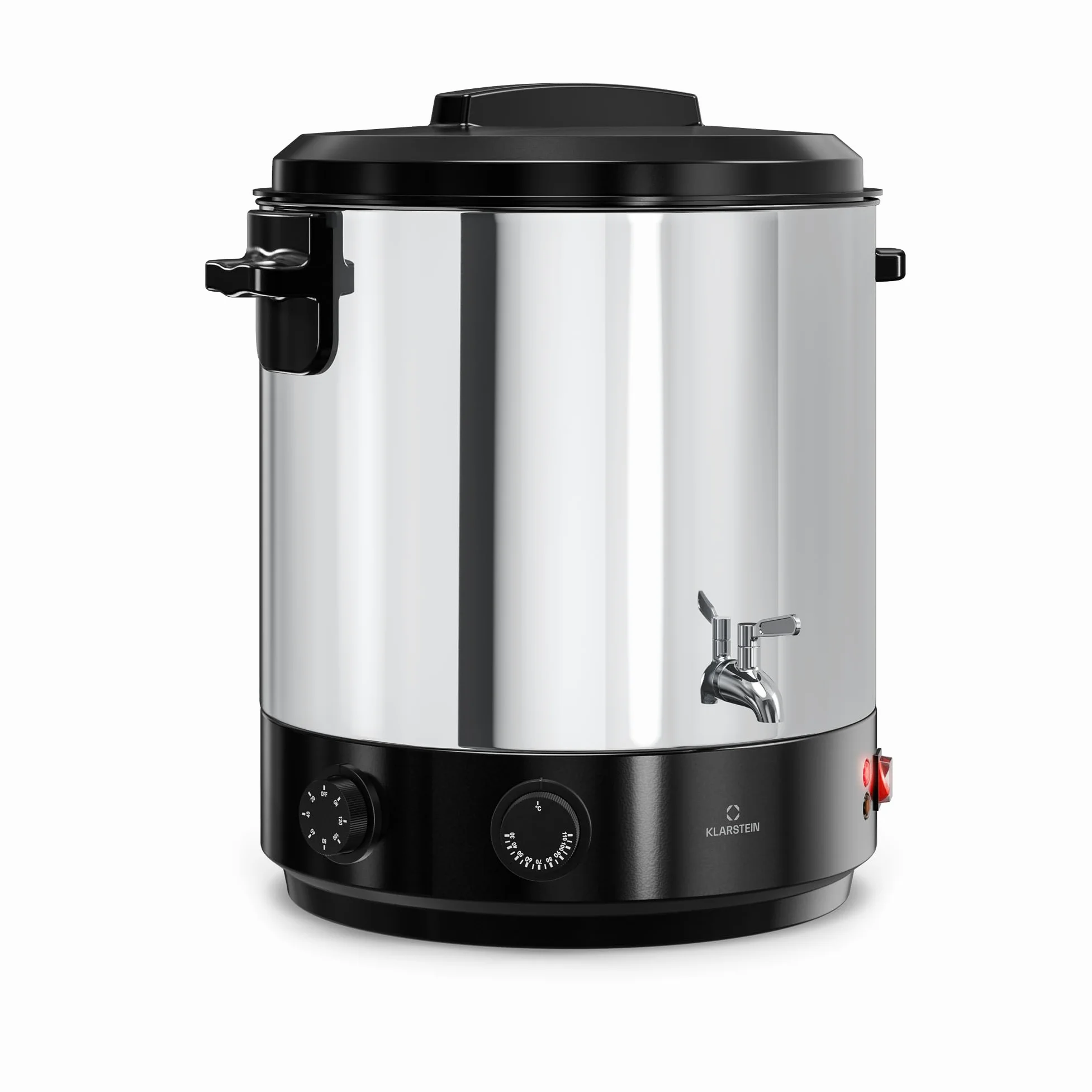 Klarstein Biggie Stérilisateur Mécanique Bocaux 25 L en Inox avec Robinet en Acier Inoxydable, 1800 W, 30–110 °C, Minuterie, Vin Chaud, Arrêt Automatique