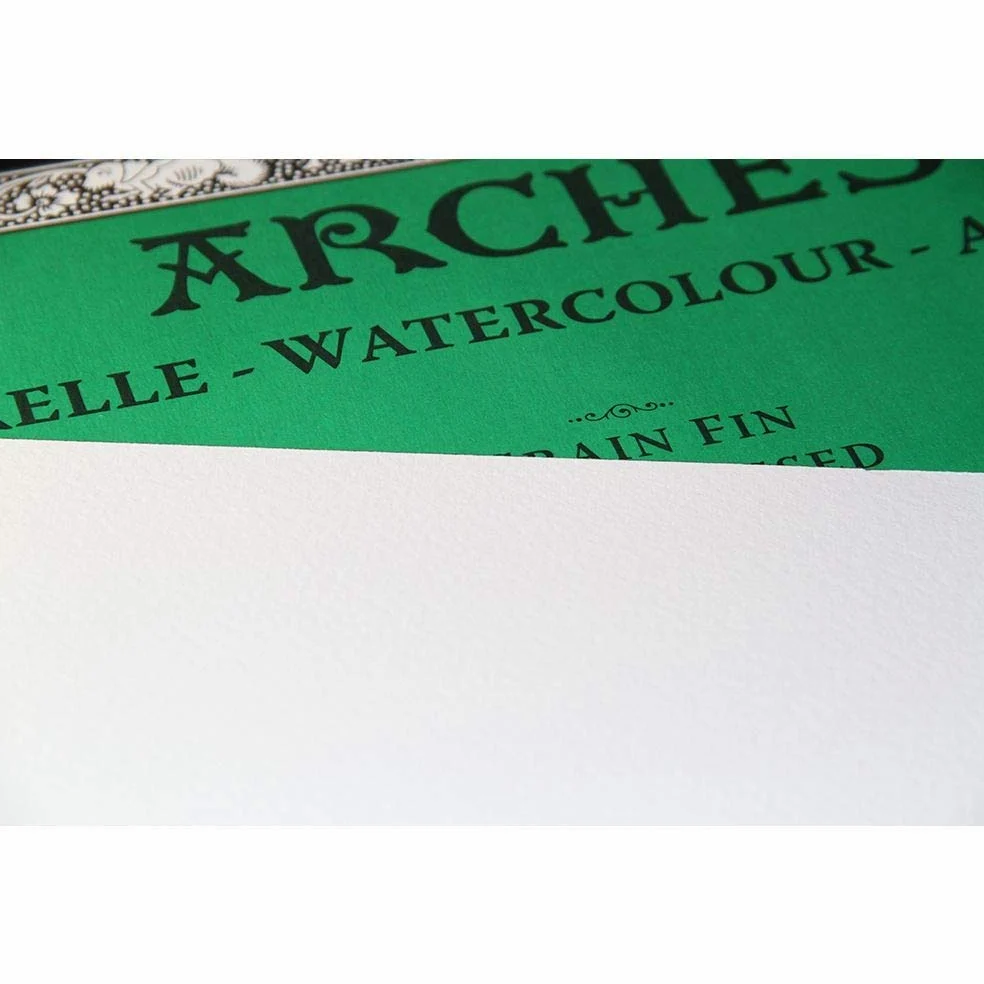 Bloc 20 feuilles Aquarelle (collées 4 côtés) 18x26 300g/m², grain fin blanc naturel