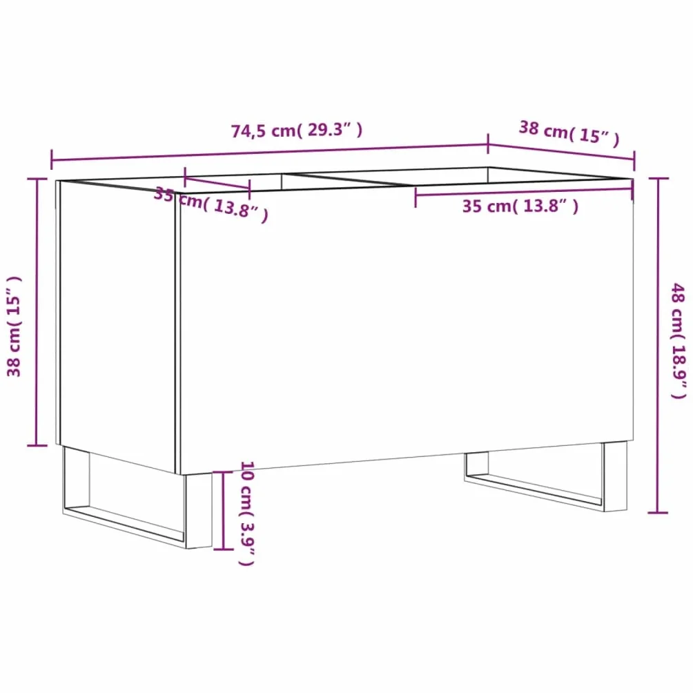 Rantry Meuble à Disques Sonoma Gris - Grand Rangement pour Vinyles, Bois Durable & Pieds en Fer