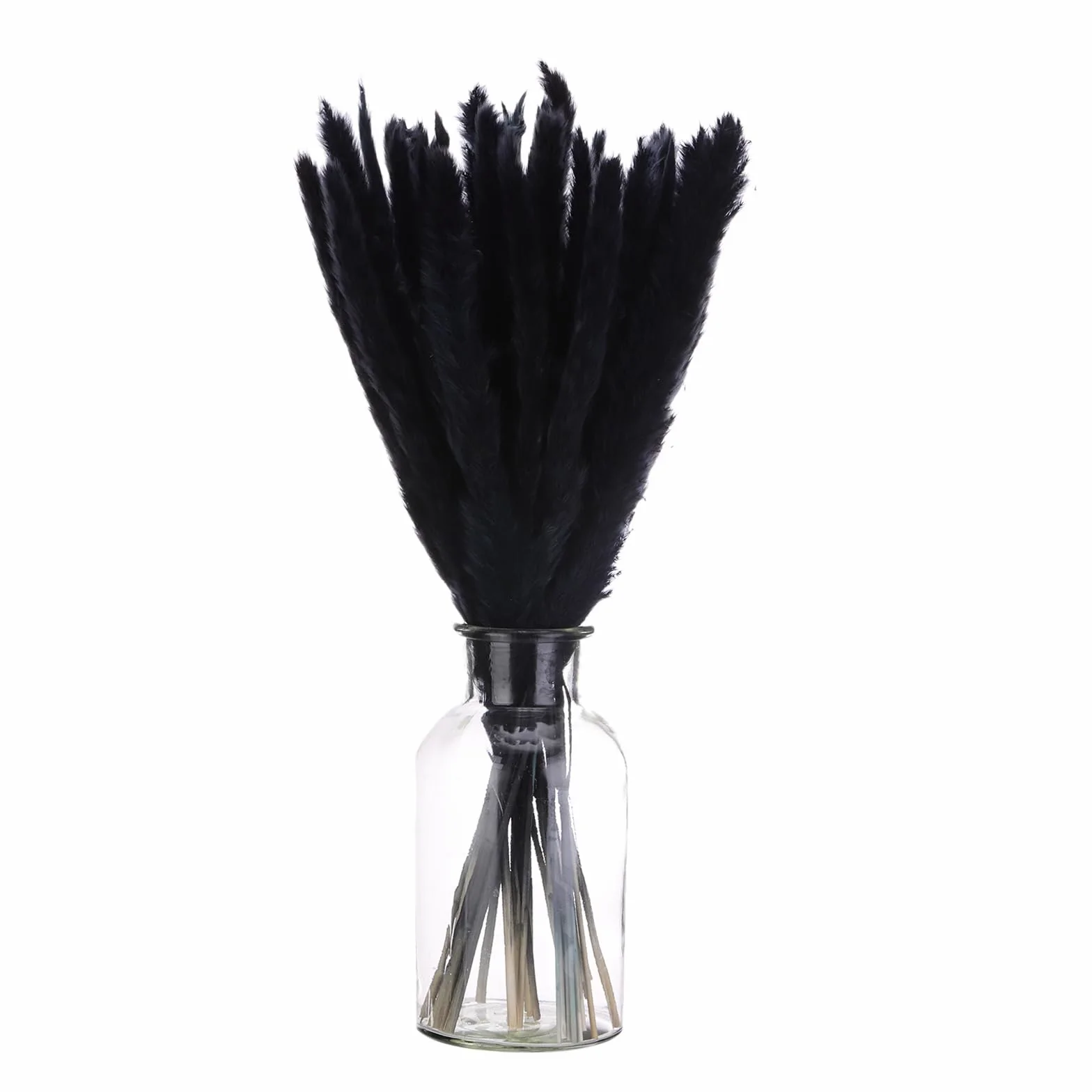 QUARKZMAN 30PCS Herbe De Pampa Noire ornementation, 17 inch Fausse Herbe De Pampa Fleurs Séchées Arrangement Et Remplisseur De Vase pour Maison Mariage Fête Décorations