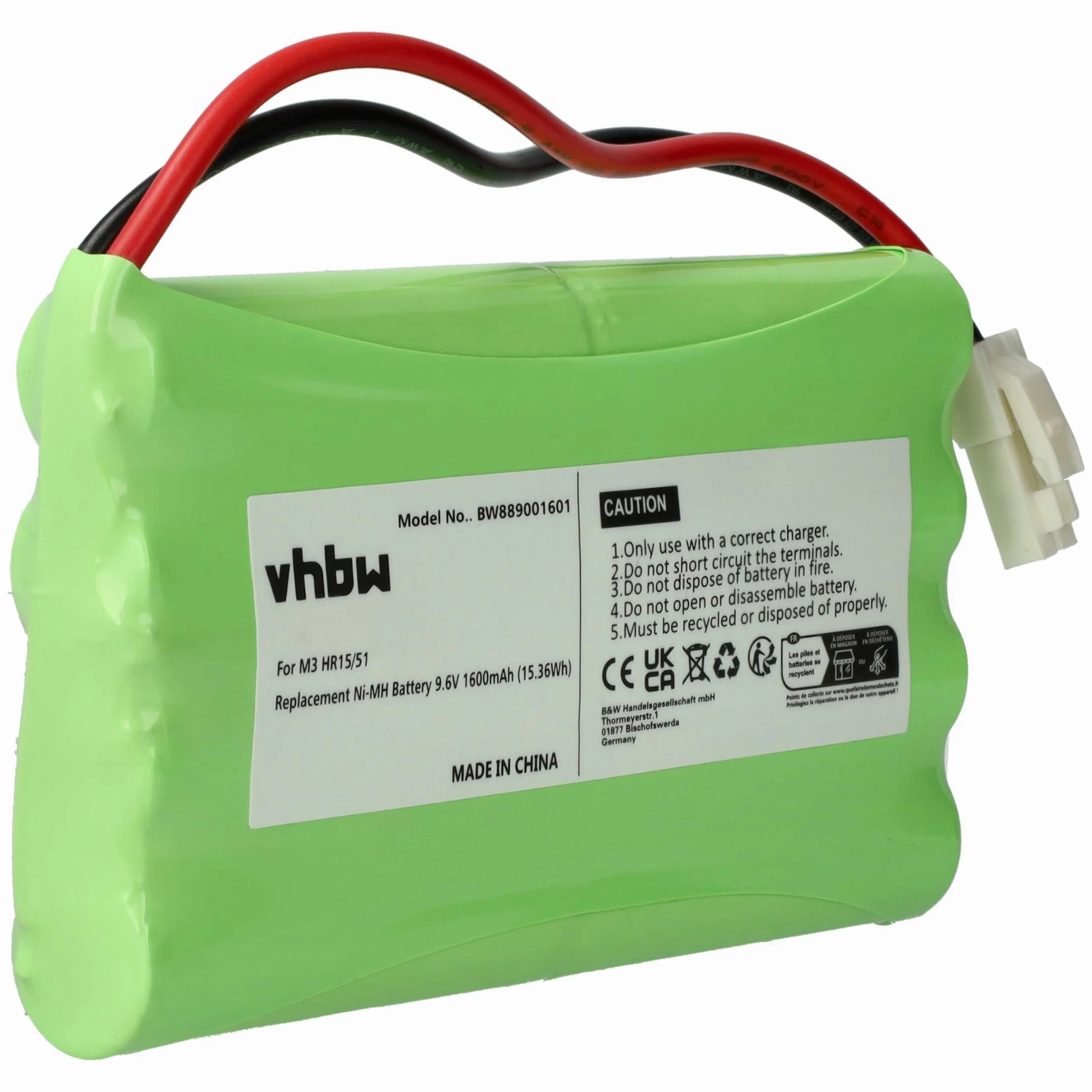 vhbw Batterie Remplacement pour Somfy 5071688 | 2400720, 5008956 pour motorisation de porte ou portail (1600mAh, 9,6V, NiMH)
