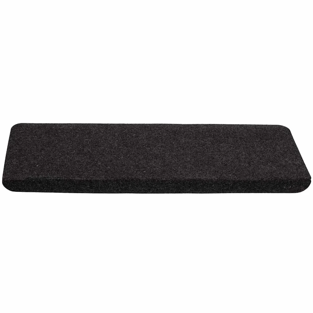 vidaXL Tapis d'Escalier Auto-adhésifs 15 pcs, Protections d'Escalier Antidérapantes, Moquettes de Marches, Couvre-marches, 65x24,5x3,5 cm Noir