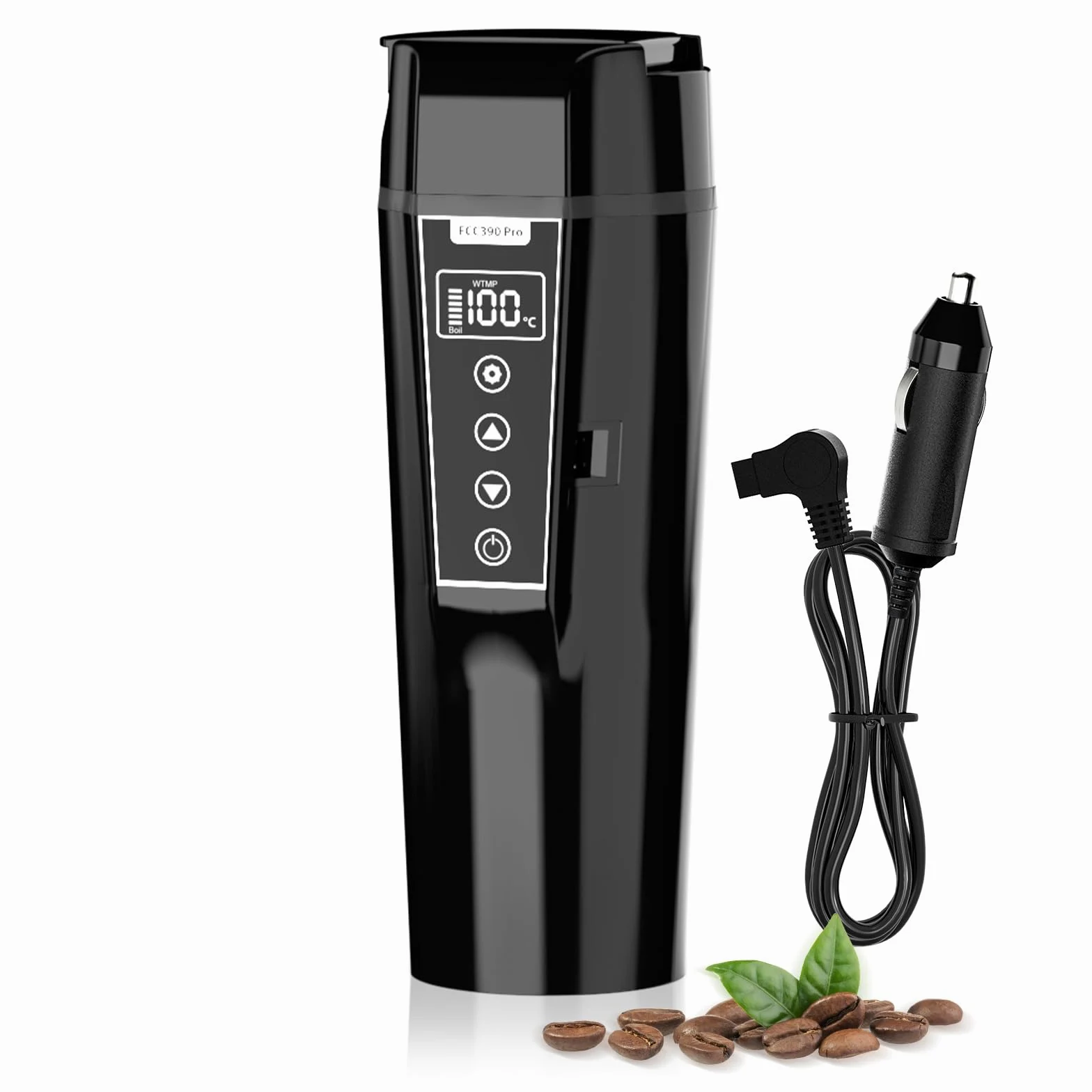Bouilloire de Voiture 12v et 24V, Bouilloire de Voyage Voiture Prise Allume Cigare,Température Réglable 30℃ à 95℃, Bouilloire Electrique de Camion avec Arrêt Automatique de Sécurité,450ml