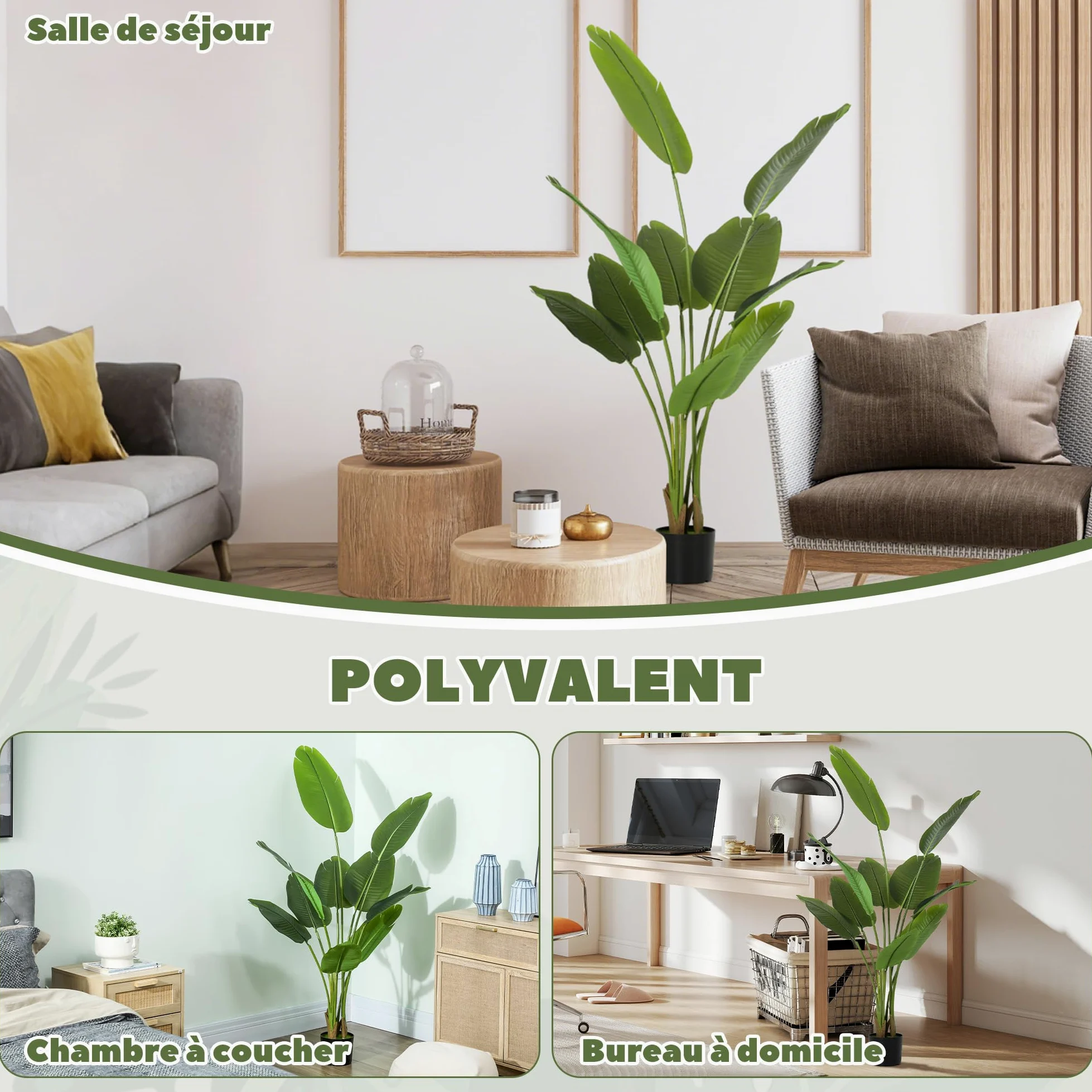 HOMCOM Plante Artificielle Intérieure Oiseau de Paradis 160 cm Vert | avec Pot en Plastique et Terreau Floqué, Arbre Artificiel, Fausse Plante pour Maison Bureau Salon Chambre