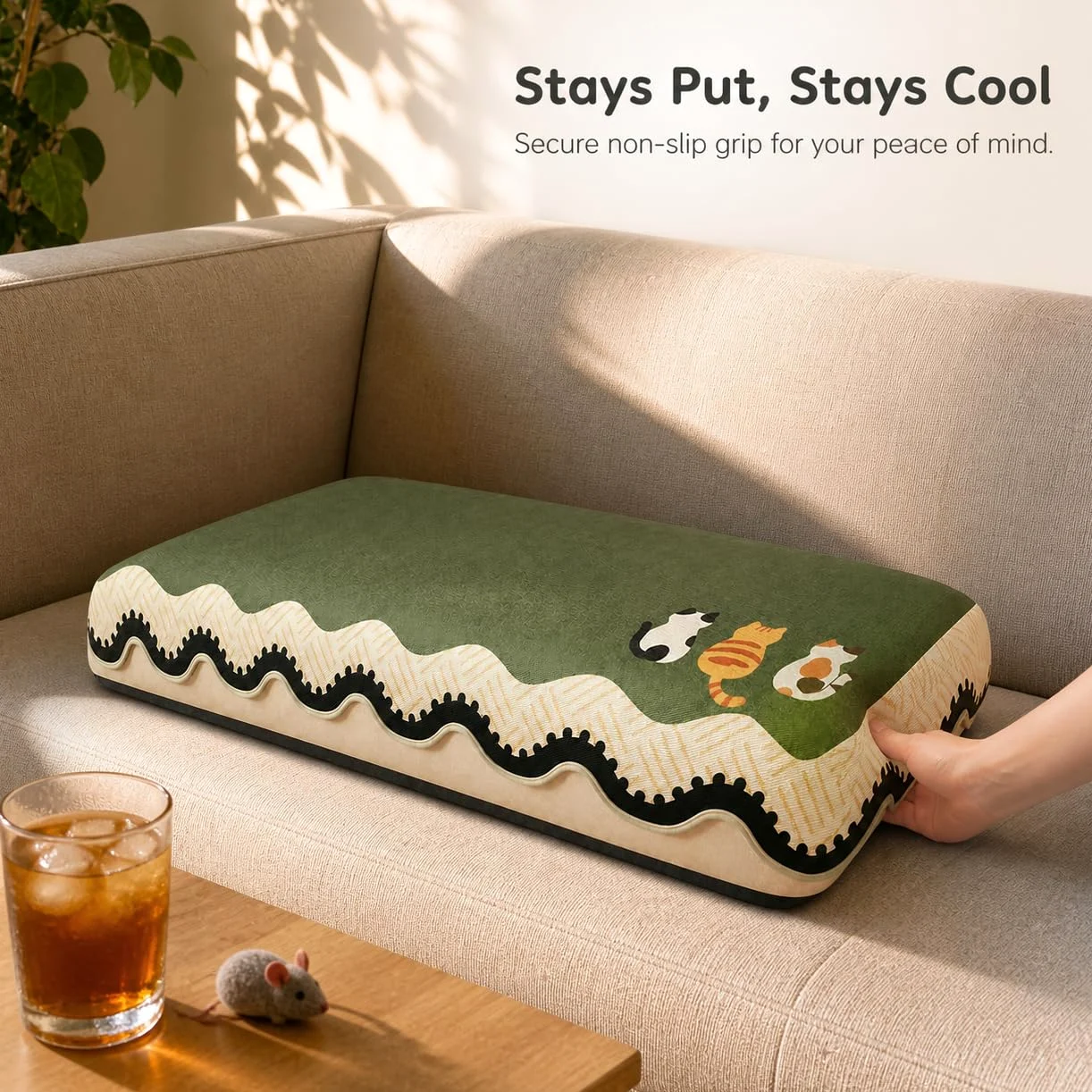 Coussin Canapé Rafraîchissant Lavable, 90x120cm | Fibre soie rafraîchissante - bords liés - lavable en machine - sécurité A - pour animaux