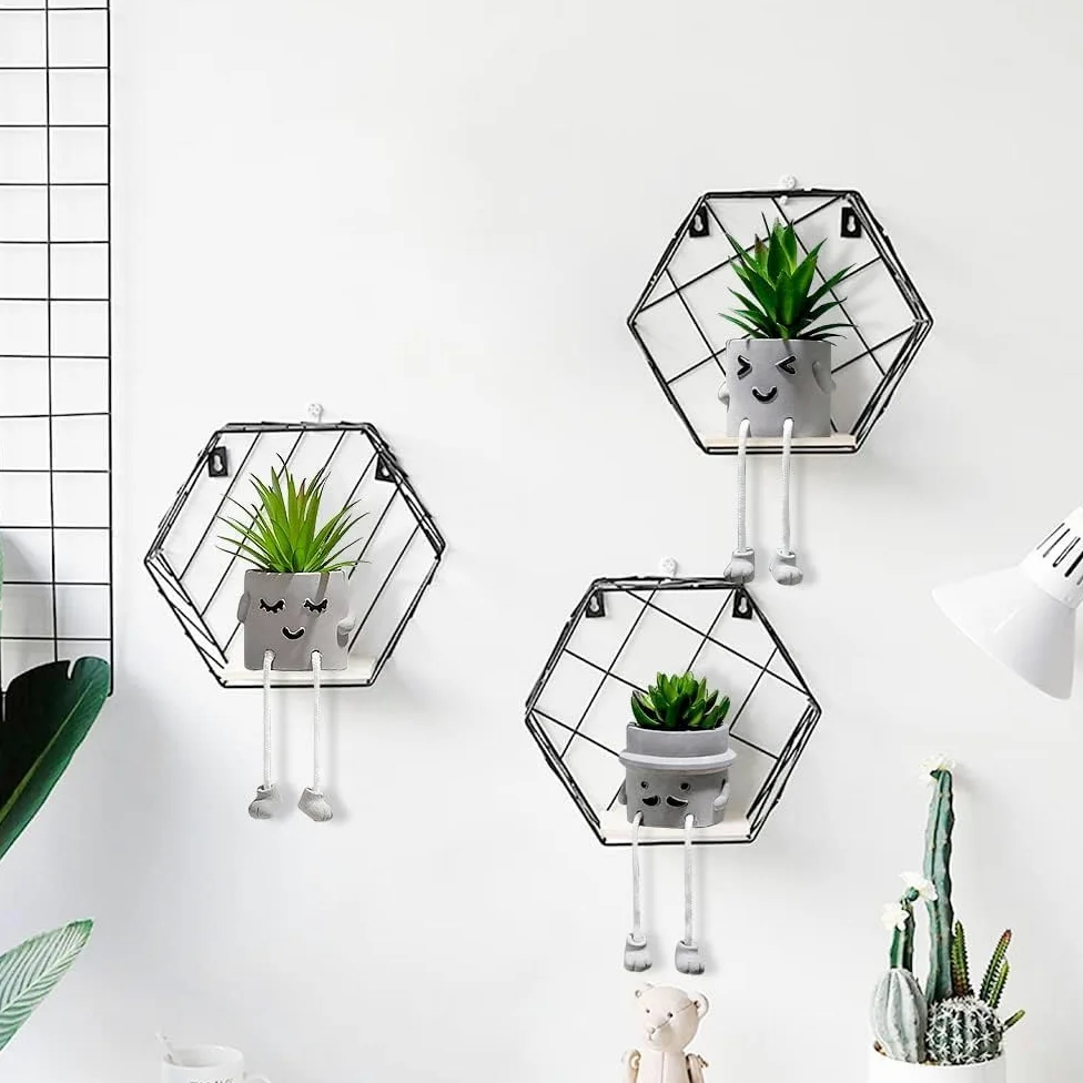 MAKHOT Lot de 4 Plantes succulentes artificielles créatives avec Pot de Ciment, Petites Plantes Grasses artificielles pour décoration de Salle de Bain, Mini Plantes succulentes Mignonnes à Suspendre