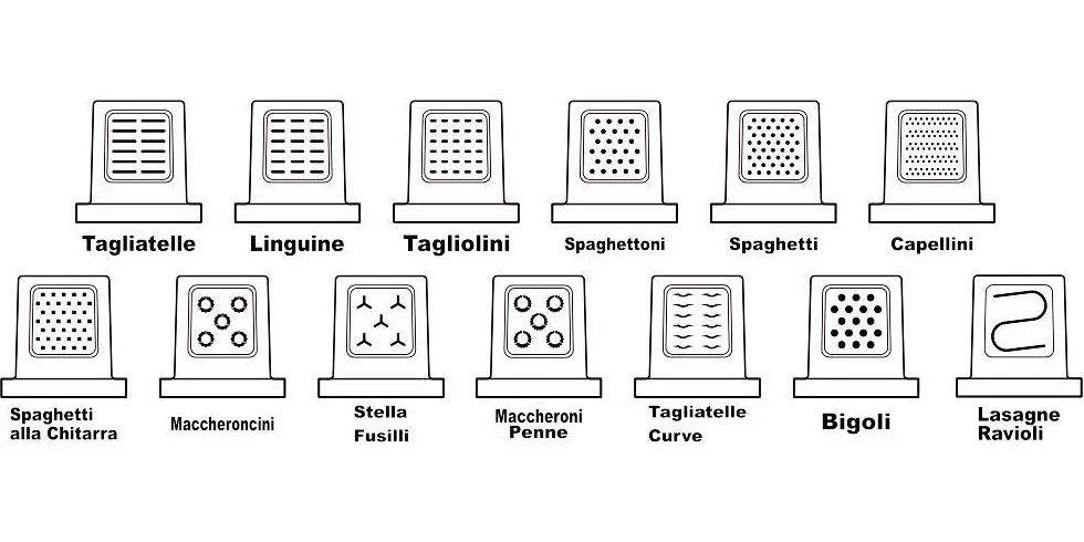 Sirge Machine à pâtes série BONNE - 13 filets inclus avec pâte, repos de pâte et extrusion étirée automatique, mélange parfait de farine avec les ingrédients, noir/gris