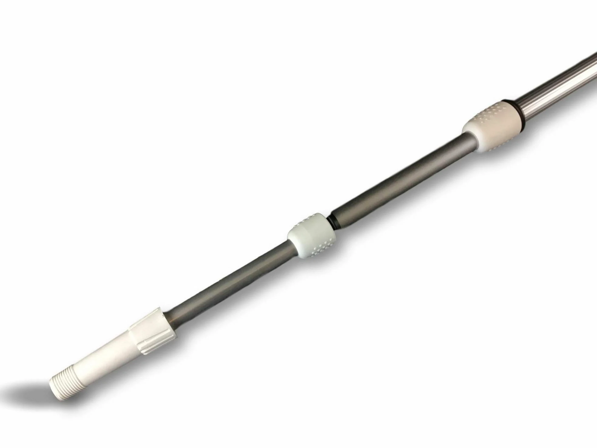 Manche télescopique professionnel | 3 fois 1,20 m | Aluminium anodisé | Pas de vis plastique standard | œillet d'accrochage | Balai raclot tête-de-loup brosse ménage piscine | Kibros 104637