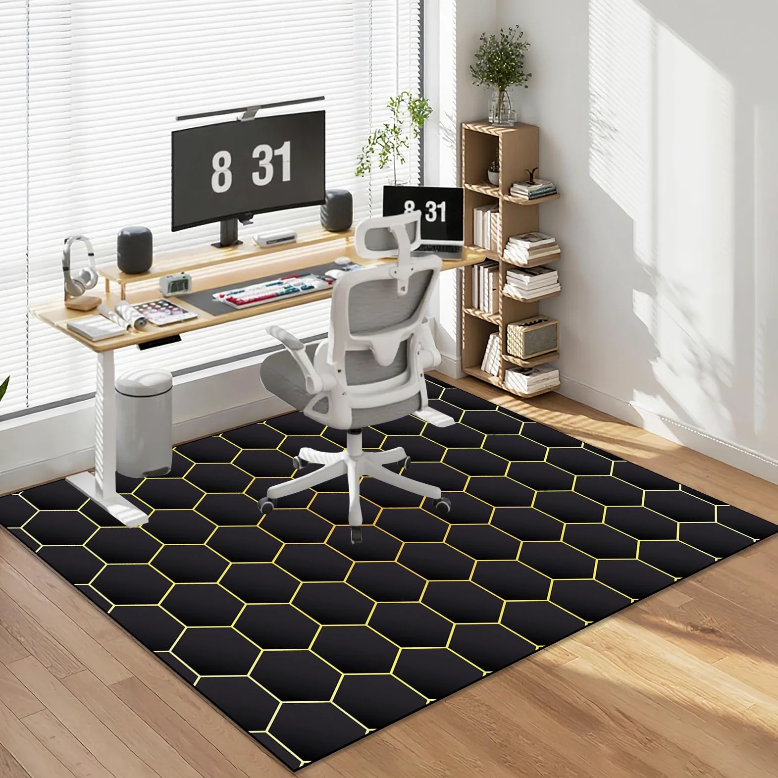 Tapis Fauteuil Gaming Tapis Chaise de Bureau Gaming Antidérapant pour Moquette, Tapis de Sol Bureau pour Sols Durs, Protège-Sol pour Chaise à roulettes, Tapis de Protection en carrelage 120 x 140 cm