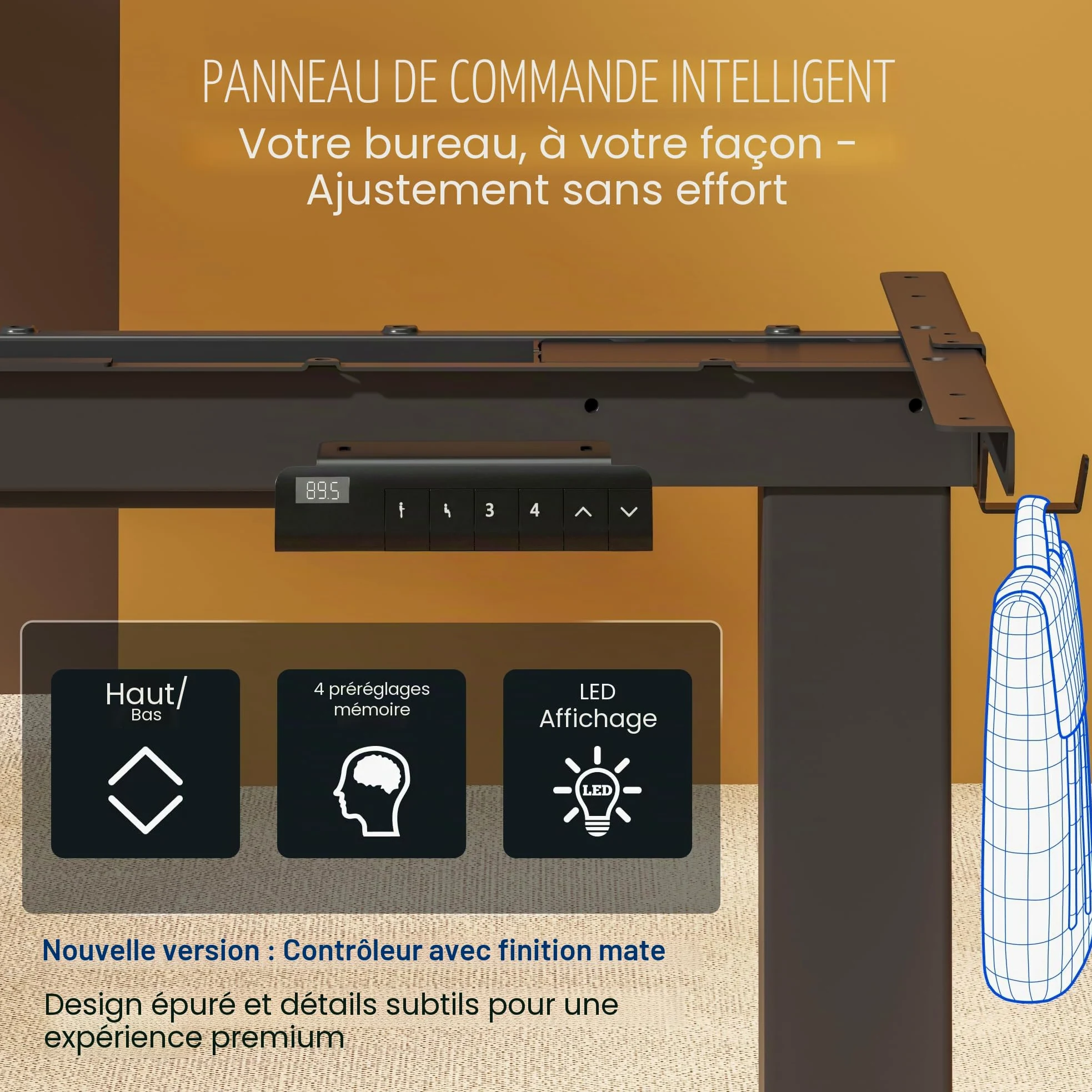 FlexiSpot Bureau Assis Debout Électrique à 2 Moteurs Charge 100kg, Bureau Réglable en Hauteur en Acier avec Panneau Smart à Fonctions Mémoires, Système Anti-collision, Cadre en Noir