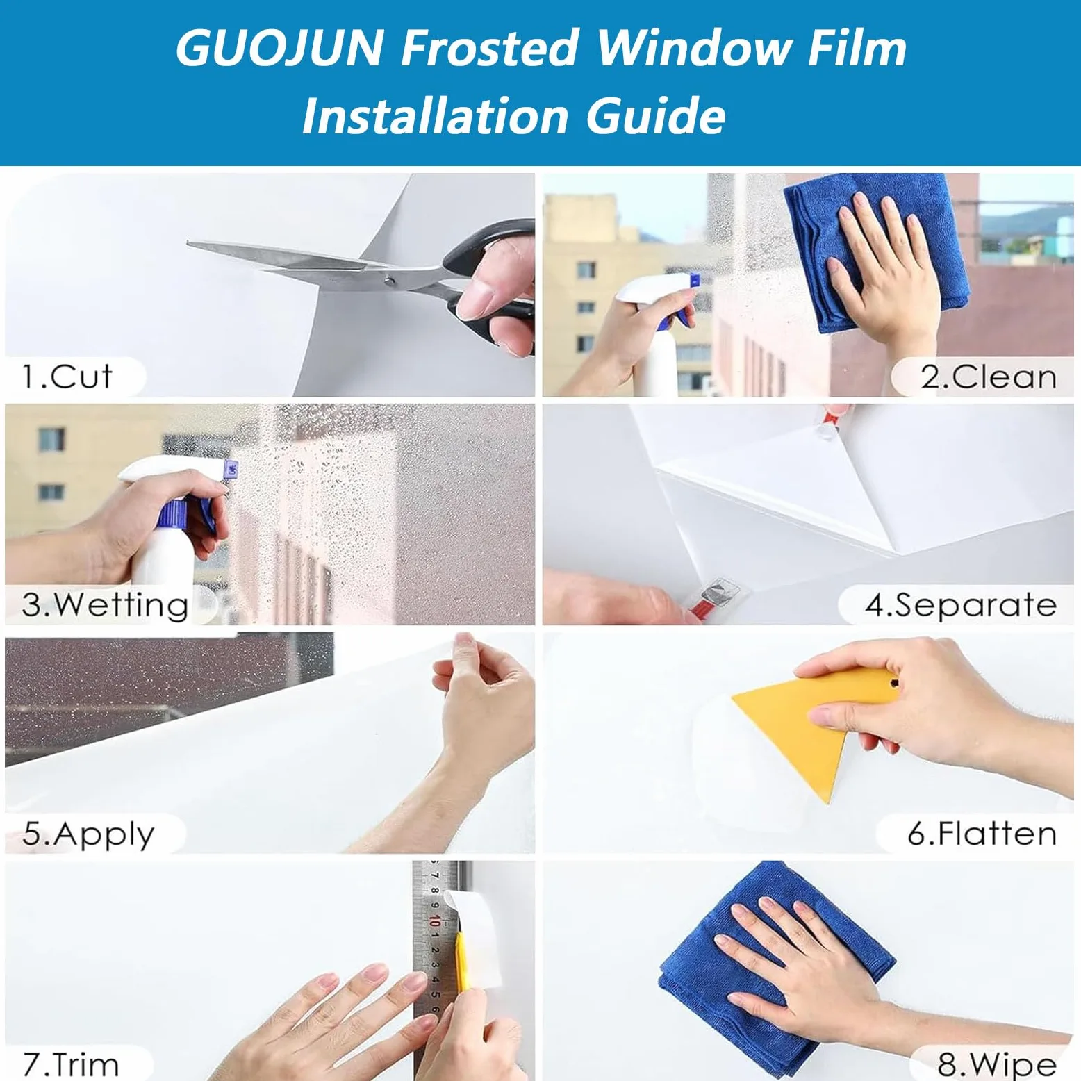 Film Electrostatique Vitre 95 x 140 cm Sticker Electrostatique Vitre Dépoli Anti UV Film Fenêtre Anti Regard Dépoli pour Bureau Chambre Cuisine, Blanc Mat