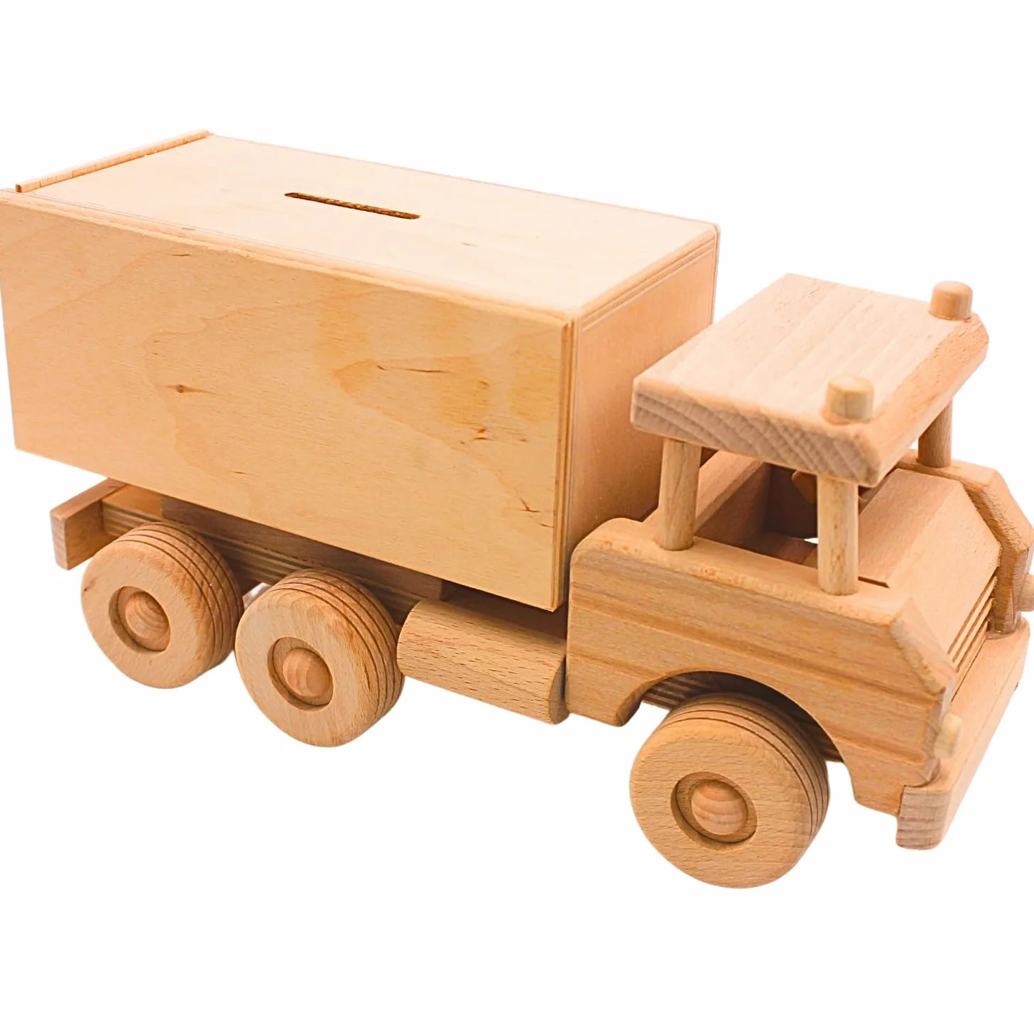 Dekohelden24 Tirelire en Bois Mobile Durable – Tirelire en Tant Que Camion XXL – Camion – Tirelire pour Enfants Camion – Grande Tirelire en Bois – Camion, L/l/H 30 x 11 x 15 cm.