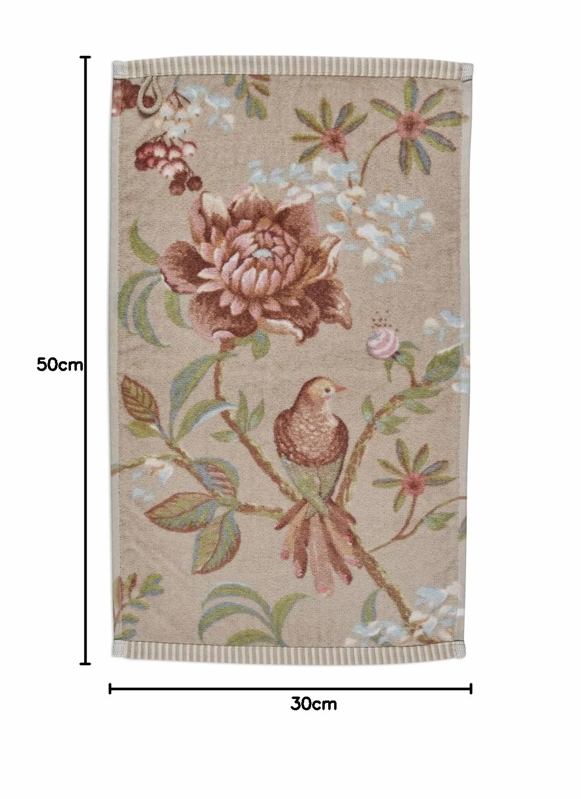 PiP Studio Lot de 3 serviettes d'invité Secret Garden - Couleur kaki - Dimensions : 30 x 50 cm