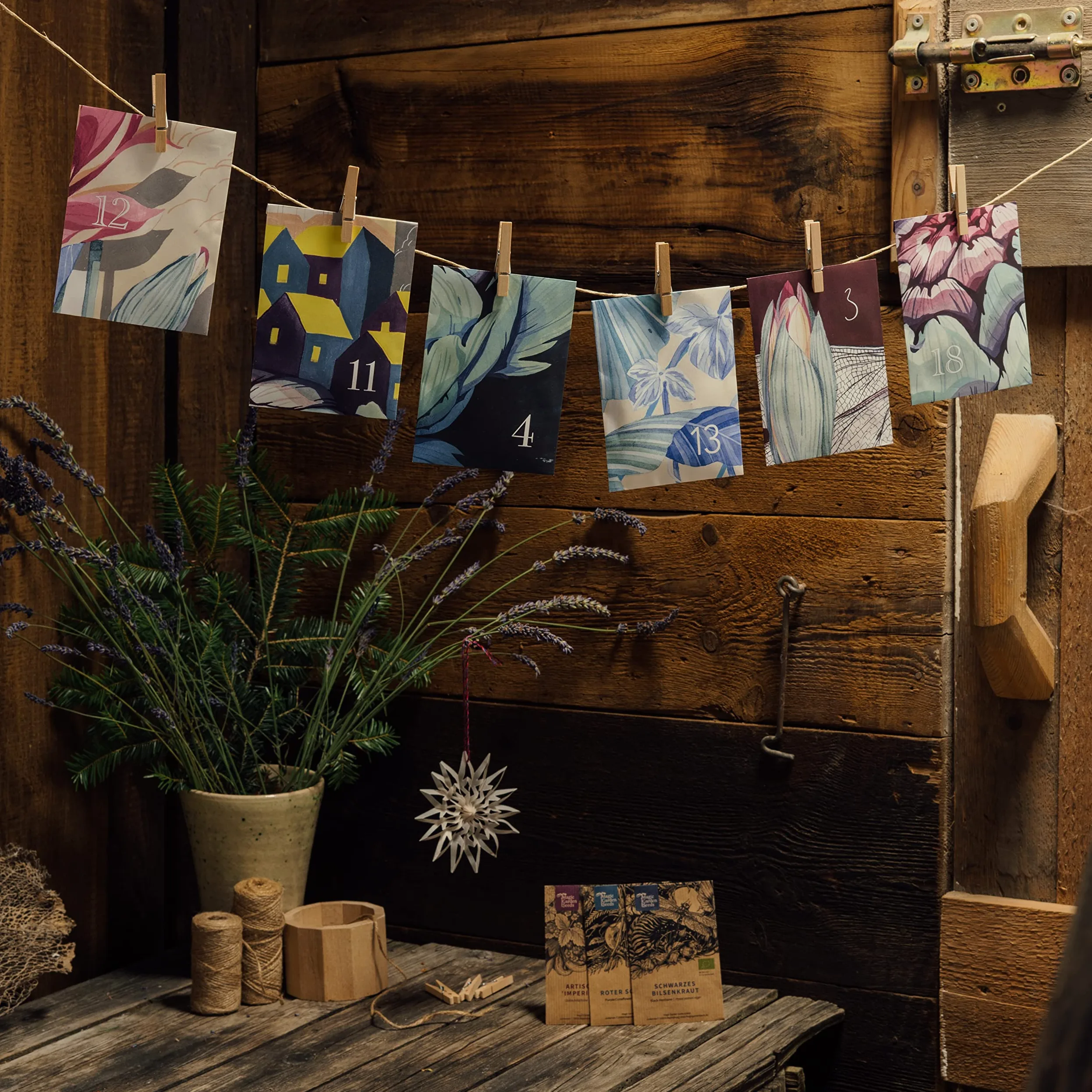 Magic Garden Seeds Calendrier de l’Avent bio L’ivresse des fleurs sauvages | 24 sachets de graines de fleurs bio reproductibles • Fleurs sauvages, annuelles et vivaces • Poster et calendrier de semis