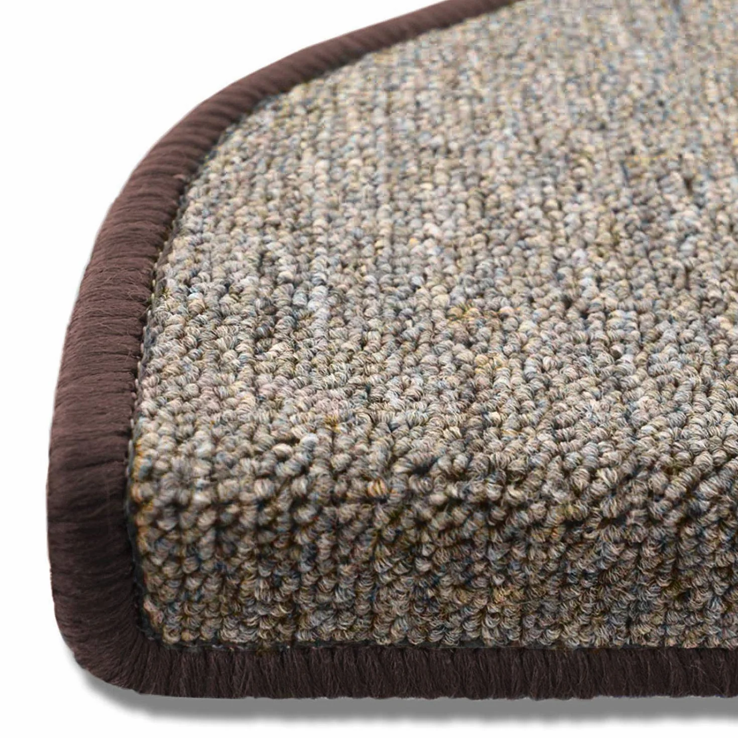 casa pura - Kit de 15 marchettes d'escalier Autocollantes - Tapis d'escalier Surface antidérapante - Nez de Marche Doux et Isolant phonétique - modèle London Demi-Lune 25x65 cm, Marron Clair