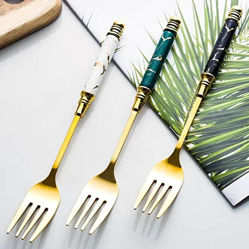 Ensemble de couverts en argenterie, 30 pièces, ensemble, vaisselle, manche céramique marbre, couteau, fourchette, cuillère, à steak, dessert, lavable au lave-vaisselle, vert