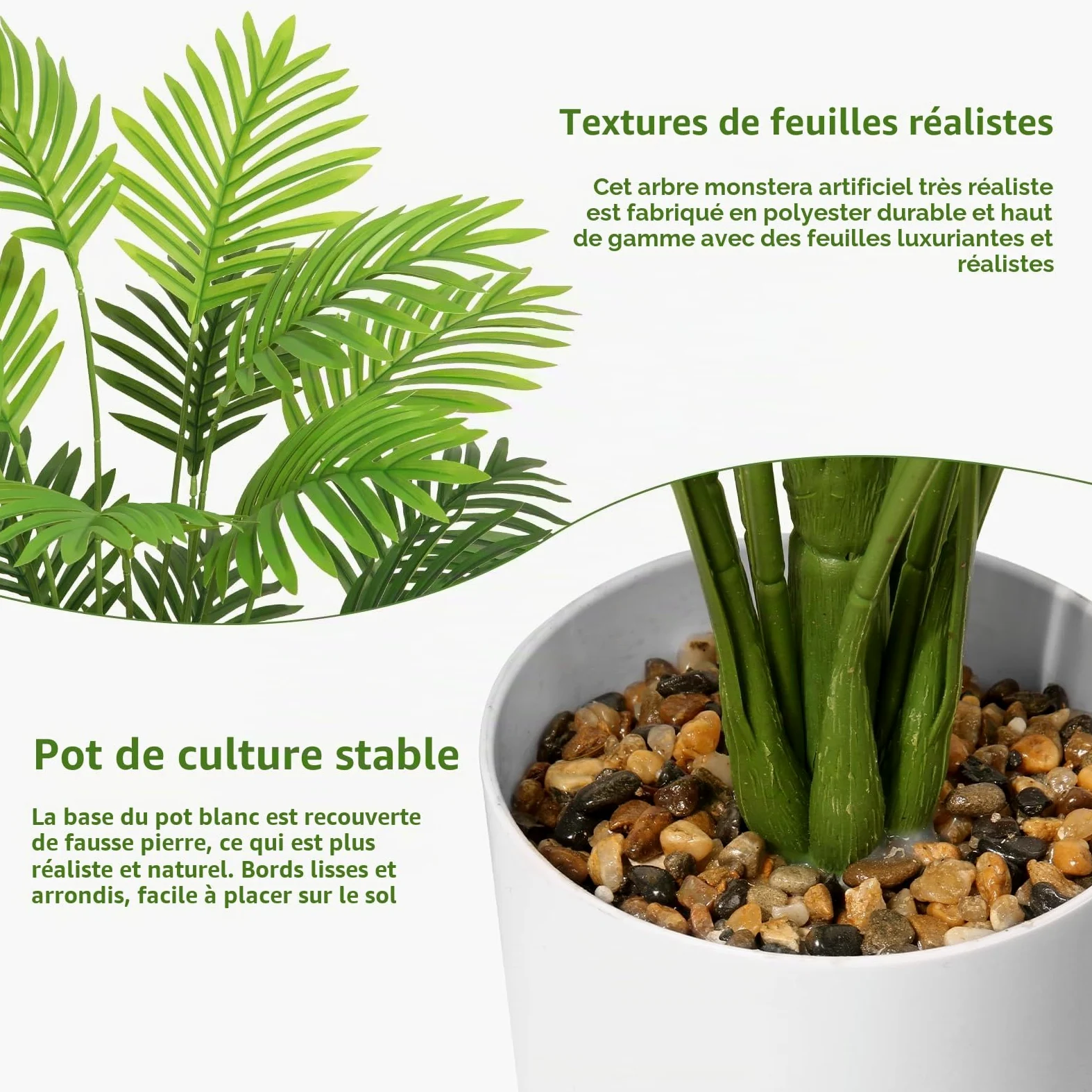 Grand palmier artificiel en pot - 71,1 cm - Pour extérieur, intérieur, maison, jardin, bureau