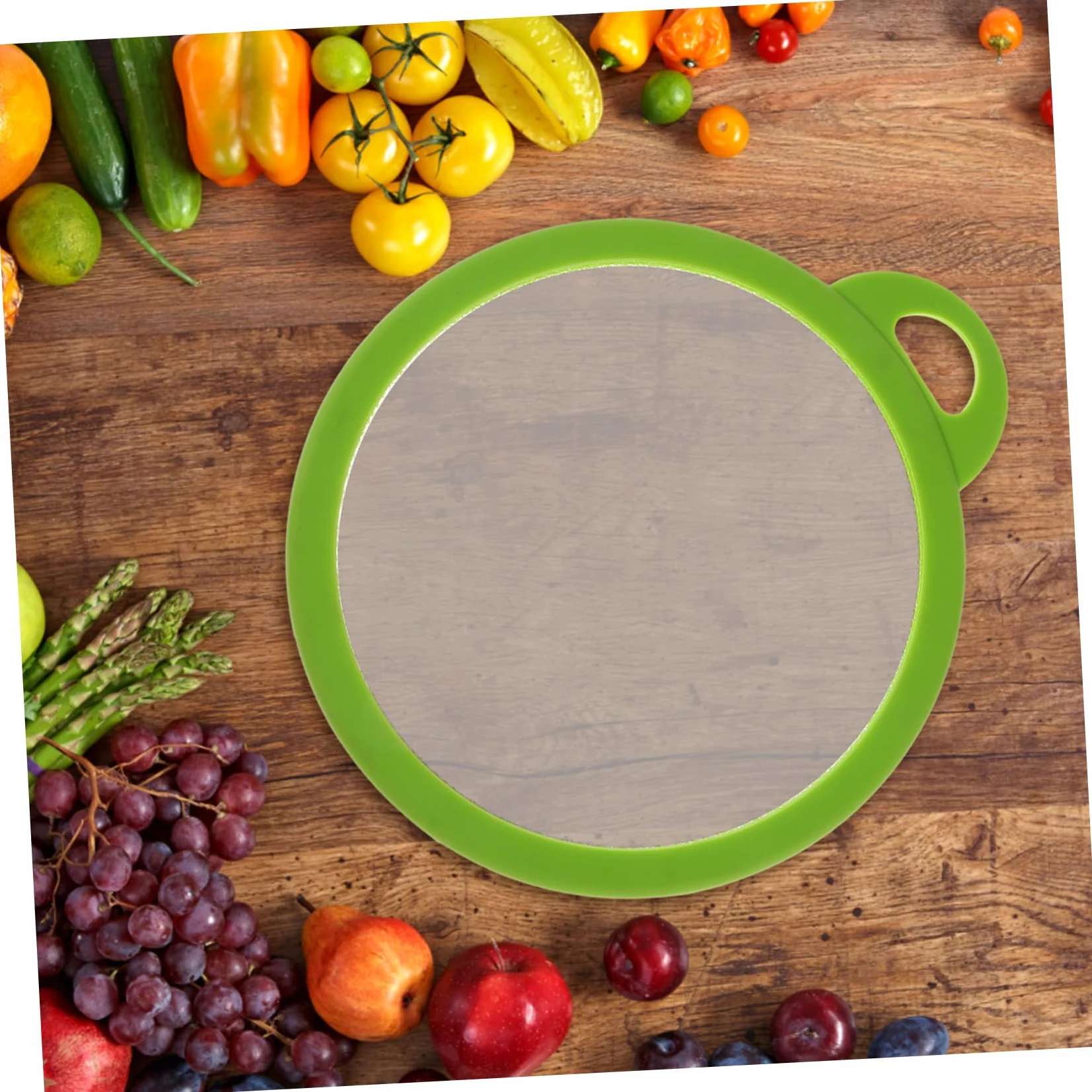 VOSAREA Planche à Découper Ronde Épaisse Verre Résistant Aux Rayures Planche à Découper Polyvalente Pour Cuisine Légumes Et Viande Antidérapante