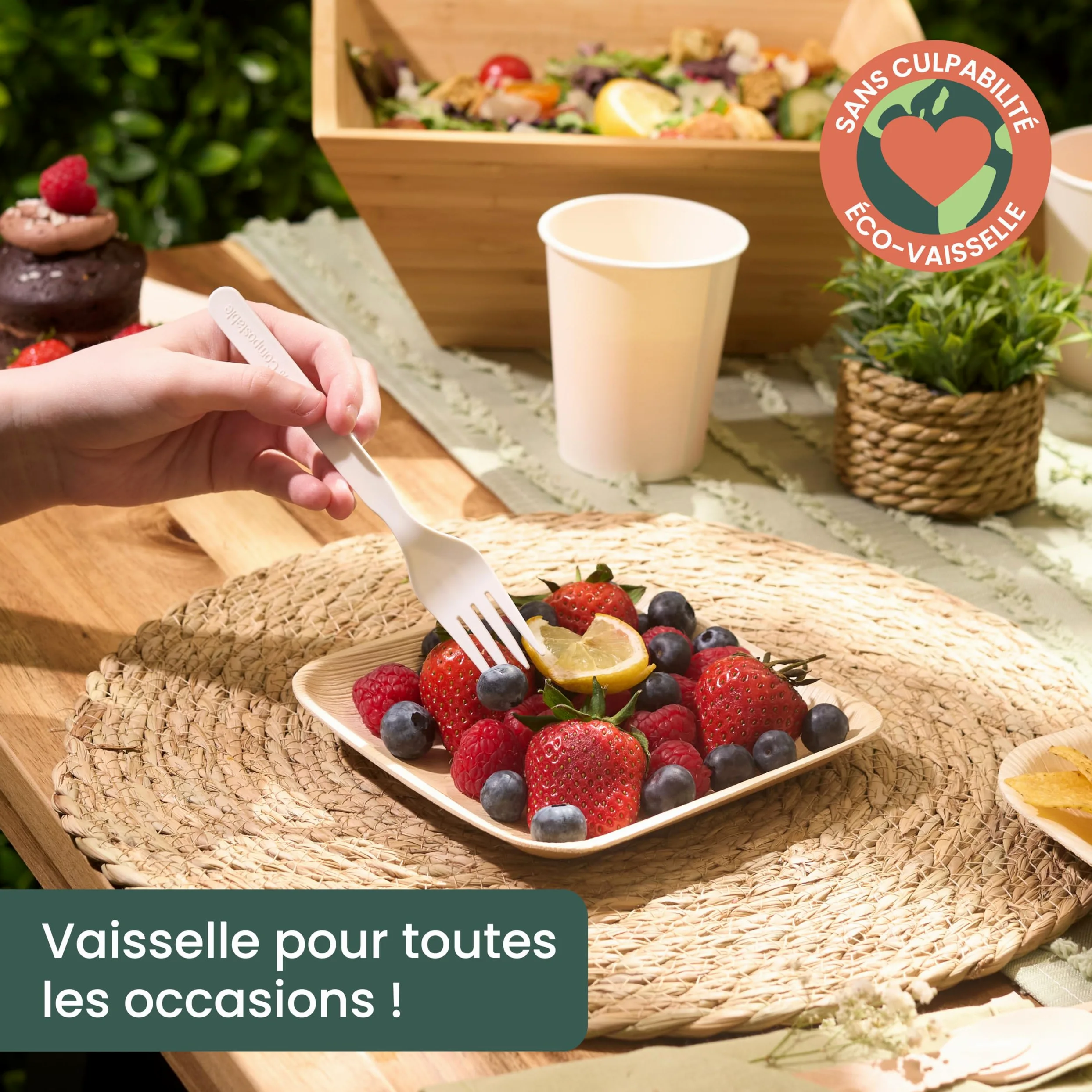 HAAGO 200 Fourchettes Réutilisables en PLA Blanc 18 cm / 7" – 100% Naturel, Lavables, Compostables, Solides – Pour Repas, Fêtes, BBQ, Buffet, Traiteur