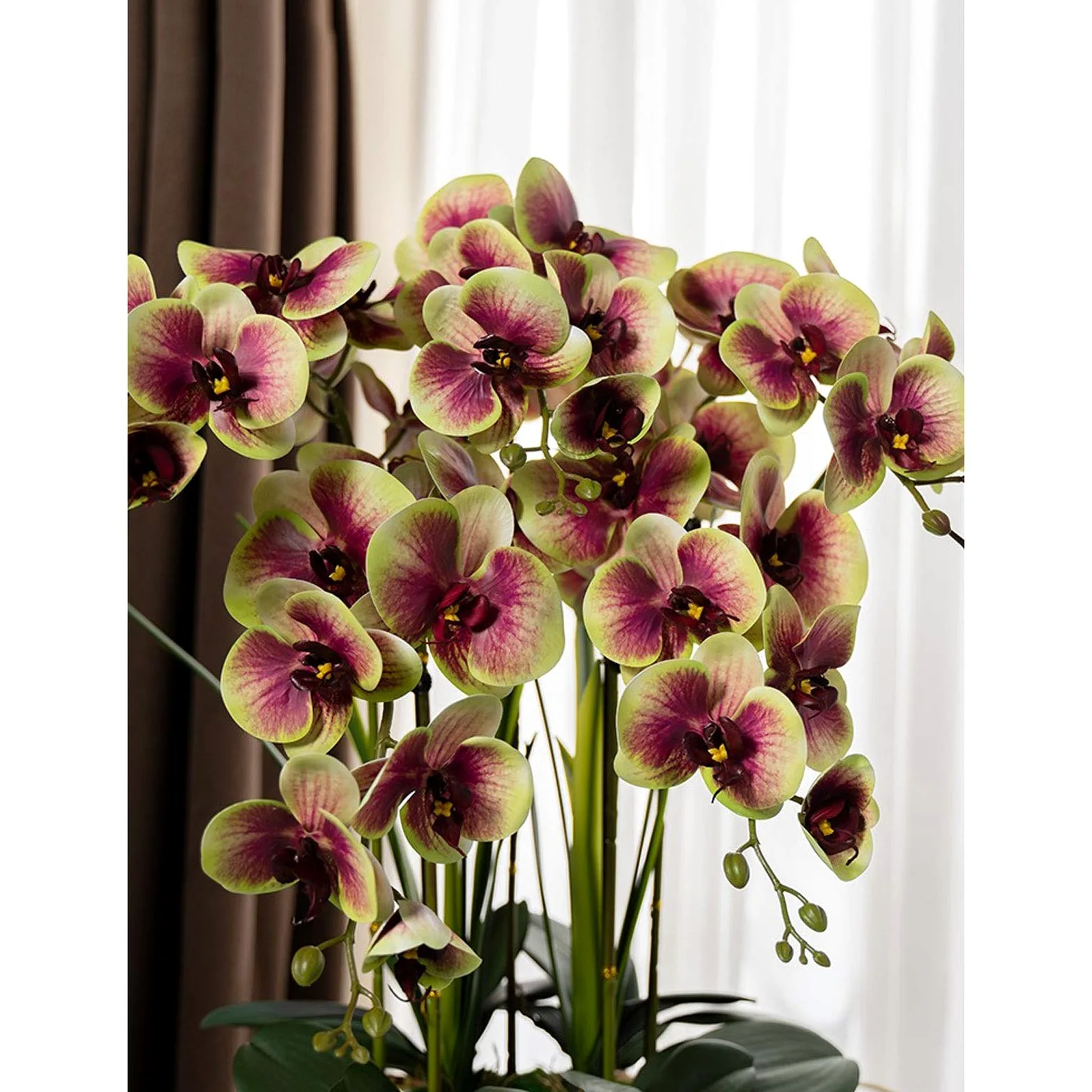 Orchidée artificielle Phalaenopsis en soie, arrangement floral, fleurs d'orchidée artificielles avec vase en céramique, décoration de table de mariage, de salle à manger, pour la maison et le bur