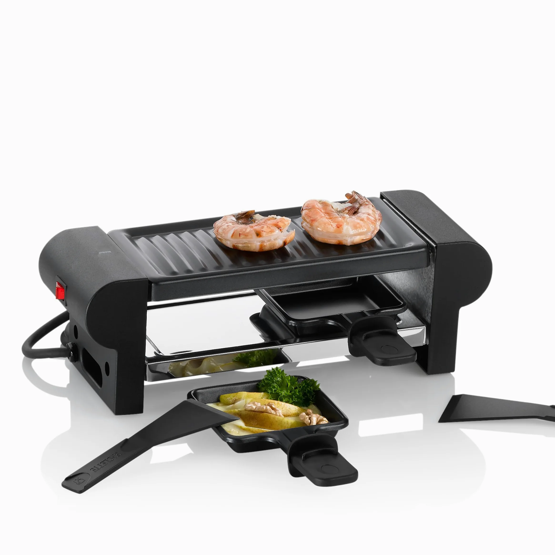 kela Mini Raclette avec plaque de gril, Raclette 2 personnes BERNINA, acier à revêtement antiadhésif, 350 watts, Raclette 1 personne