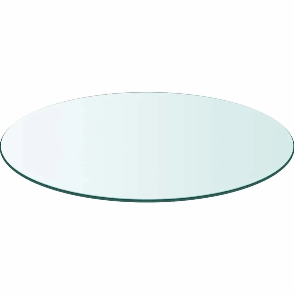 vidaXL Plateau de Table, Ø 600 mm, Verre Trempé, sans Montage, Transparent, Rond, 8 mm d’Épaisseur, Protection de Remplacement, Plateau de Table Robuste