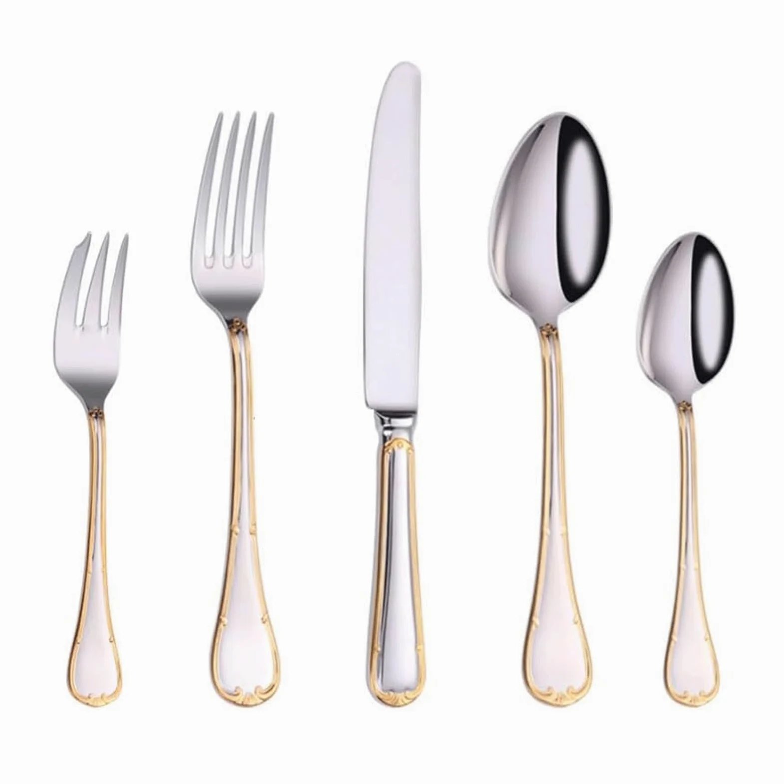 Ensemble de Couverts 3/4/5 pièces Couteau Fourchette cuillère en Acier Inoxydable Ensemble d'argenterie Miroir Poli fourchettes à dîner Ensemble de Couverts réutilisables