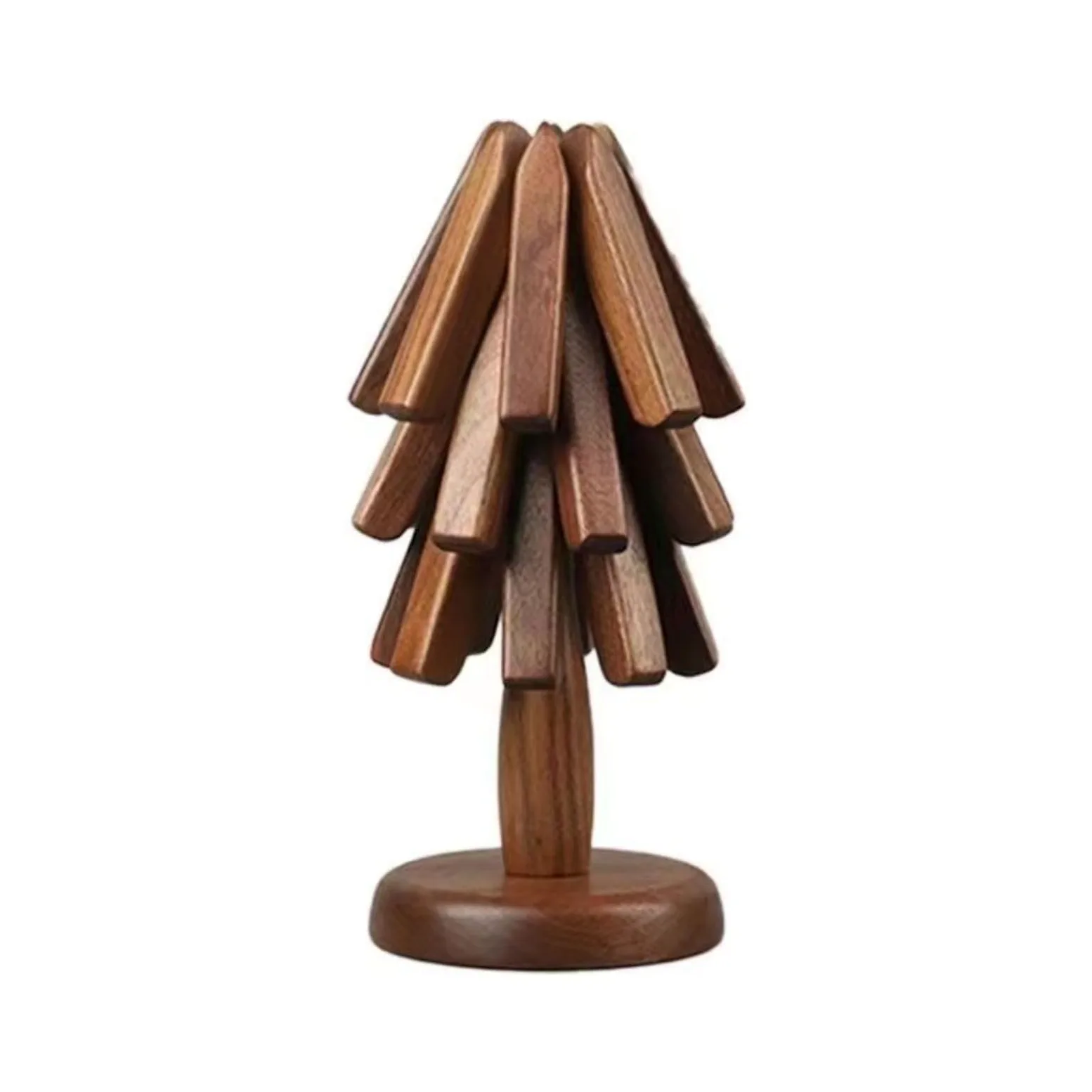 Dessous de plat arbre pliable design – Set bois de noyer – Antidérapant & résistant à la chaleur – Idéal salon, cuisine, bureau – Support théière multifonction – Accessoire maison décoratif
