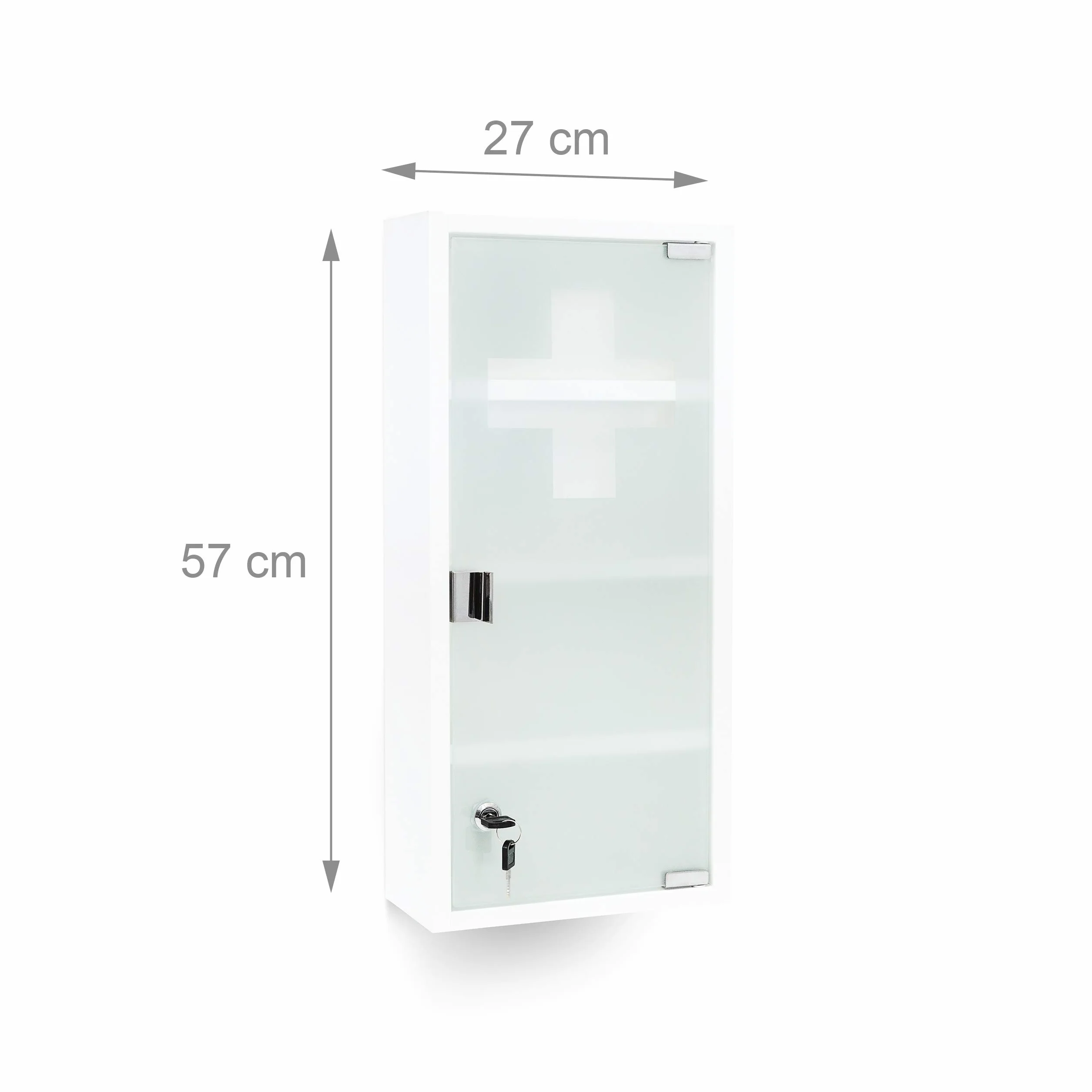 Relaxdays Armoire à pharmacie blanche inox avec porte magnétique en verre opale Hx l x P 57 x 27 x 12 cm, blanc