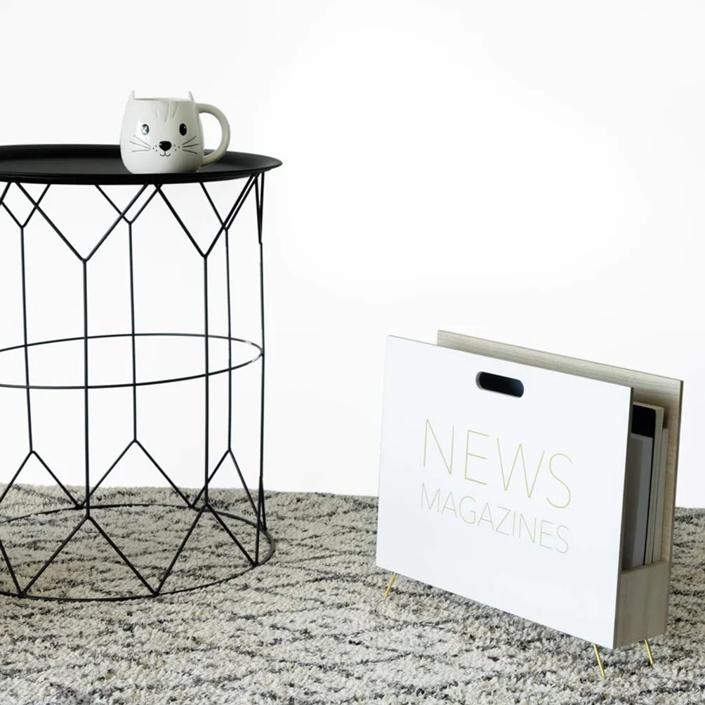 Balvi Porte-revues News Couleur blanc Pour les magazines, catalogues et journaux Avec poignée Bois MD