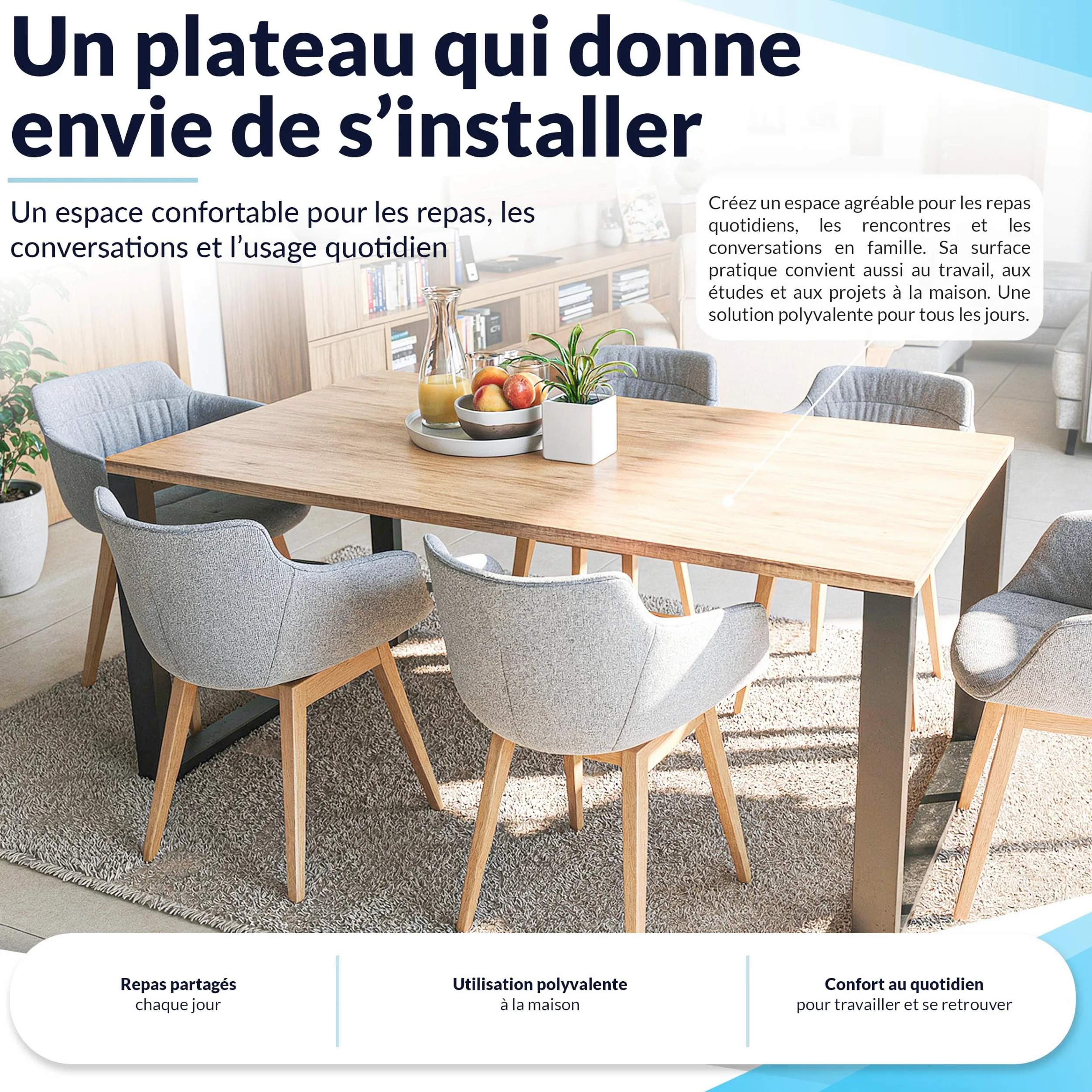 POKAR Plateau de Table 160x60 cm | Plateau de Bureau Épaisseur 25 mm | Idéal pour Bureau Assis Debout Réglable et Table à Manger | Plateau de Table Durable | Fabriqué en Europe | Chêne Davos
