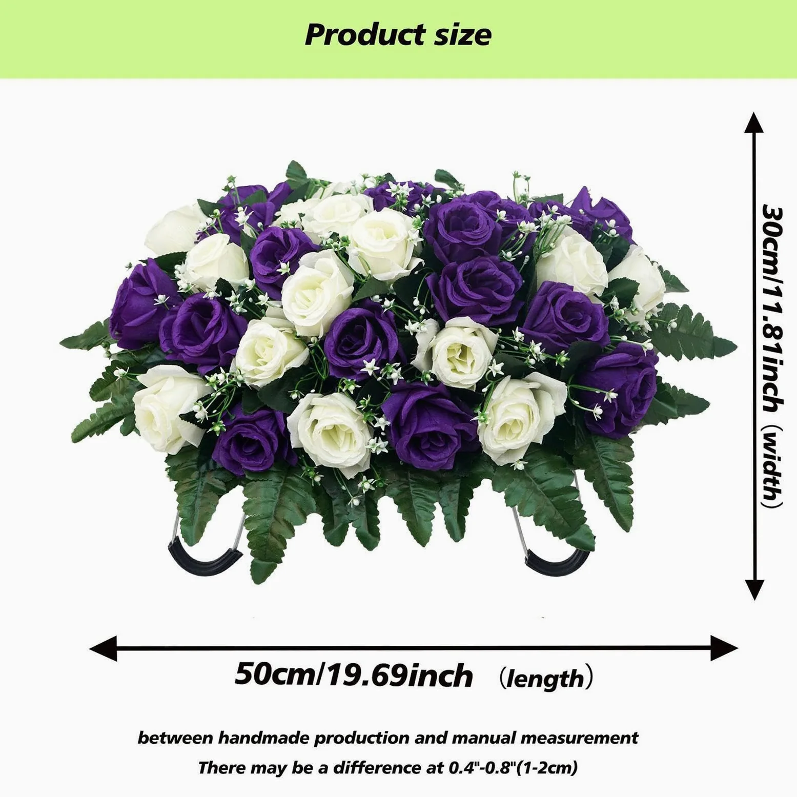 Coussin Funéraire pour Cimetière Fleurs Artificielles pour Extérieur, | Composition Florale pour Tombe Pour Fête des Mères, Fête des Pères,