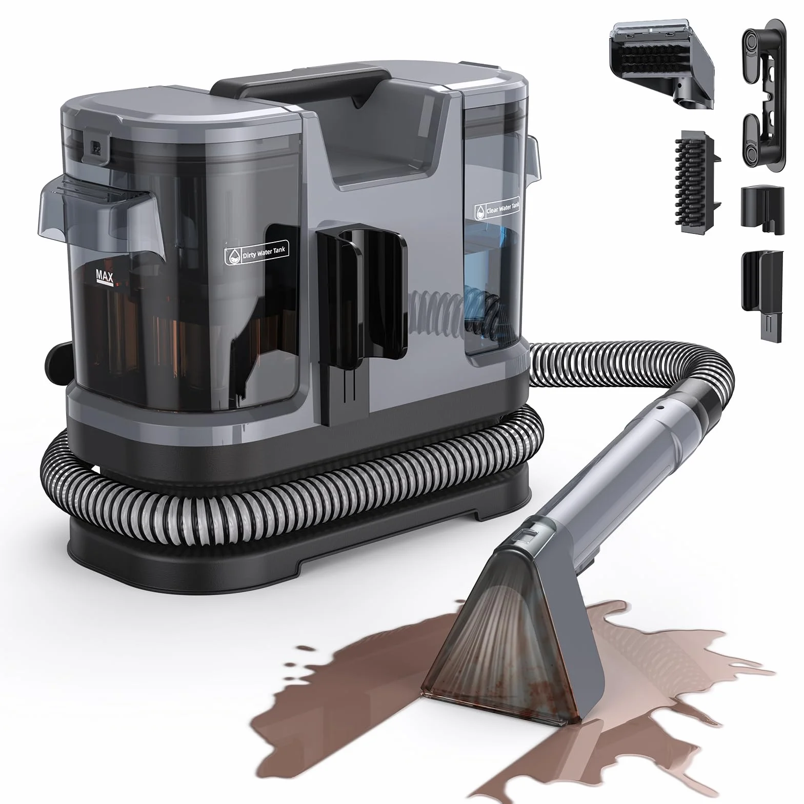 Lubluelu Shampouineuse Canapé Injecteur-Extracteur 600 W, 20 kPa – Nettoyeur Tapis et Moquettes Portable avec Fonction Auto-Nettoyante, Long Tuyau pour Canapés, Tapis et Intérieur de Voiture