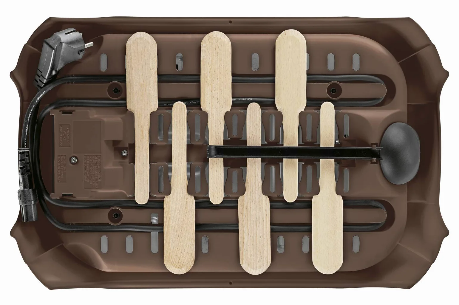Tefal Crêpière électrique, 6 empreintes, Revêtement antiadhésif, Fonction Thermospot, Rangement des accessoires sous l’appareil, Crêpes, Pancakes, Fabriqué en France, Crep Party PY558813, Noir/Inox
