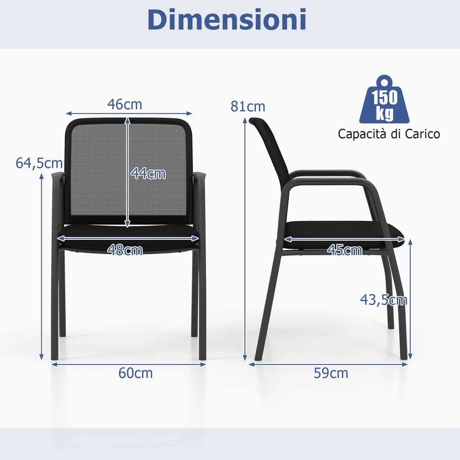 GIANTEX Lot de 2 Chaises de Conférence Empliable, Chaises de Salle de Réunion avec Dossier en Maille, Assise Rembourrée, Sièges de Visiteur Rembourrée pour Bureau, Salle d'Attente, Noir