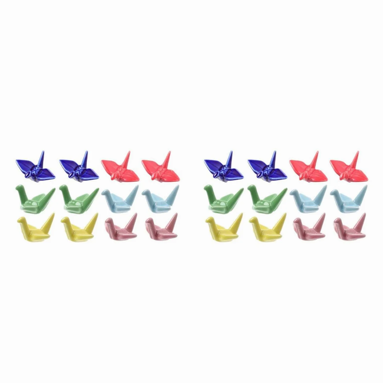 Veemoon Lot de 24 baguettes en porcelaine, support de baguettes en céramique, origami japonais