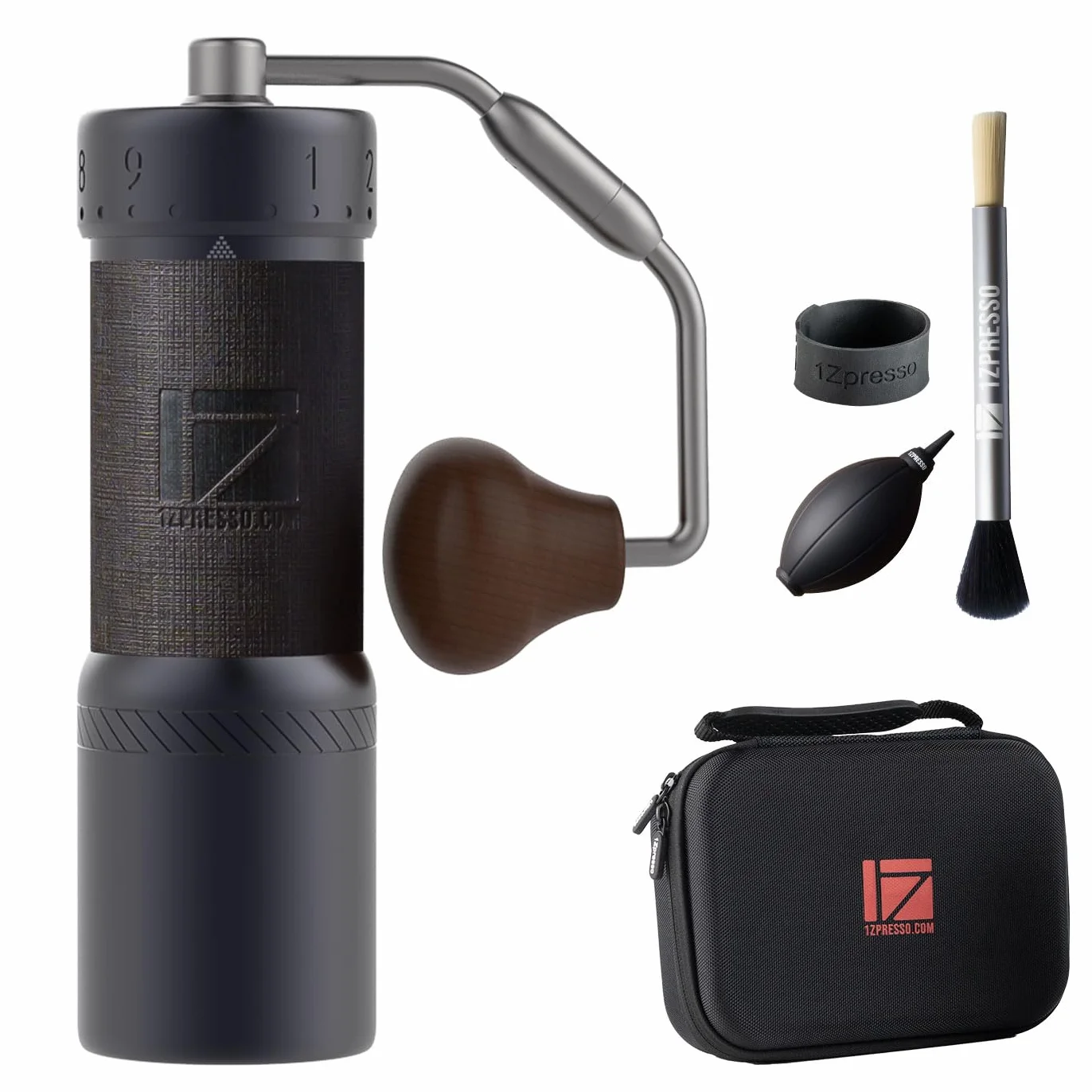 1Zpresso J-Ultra Moulin à café manuel gris fer, fraise conique, poignée pliable, tasse magnétique de 40 g, réglage numérique fin, efficacité de broyage plus rapide, idéal pour expresso (gris fer)