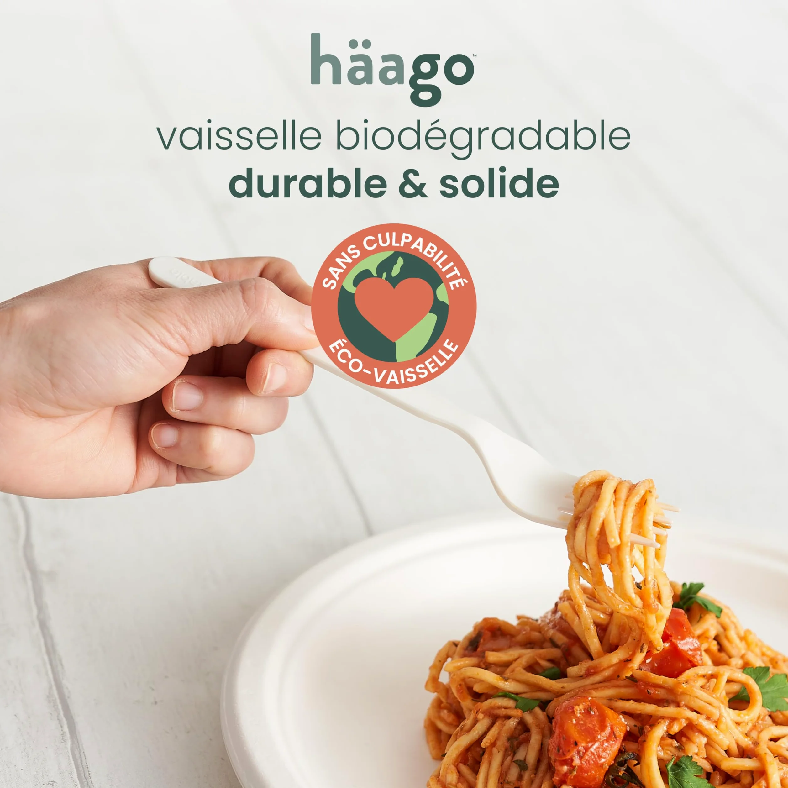 HAAGO 200 Fourchettes Réutilisables en PLA Blanc 18 cm / 7" – 100% Naturel, Lavables, Compostables, Solides – Pour Repas, Fêtes, BBQ, Buffet, Traiteur