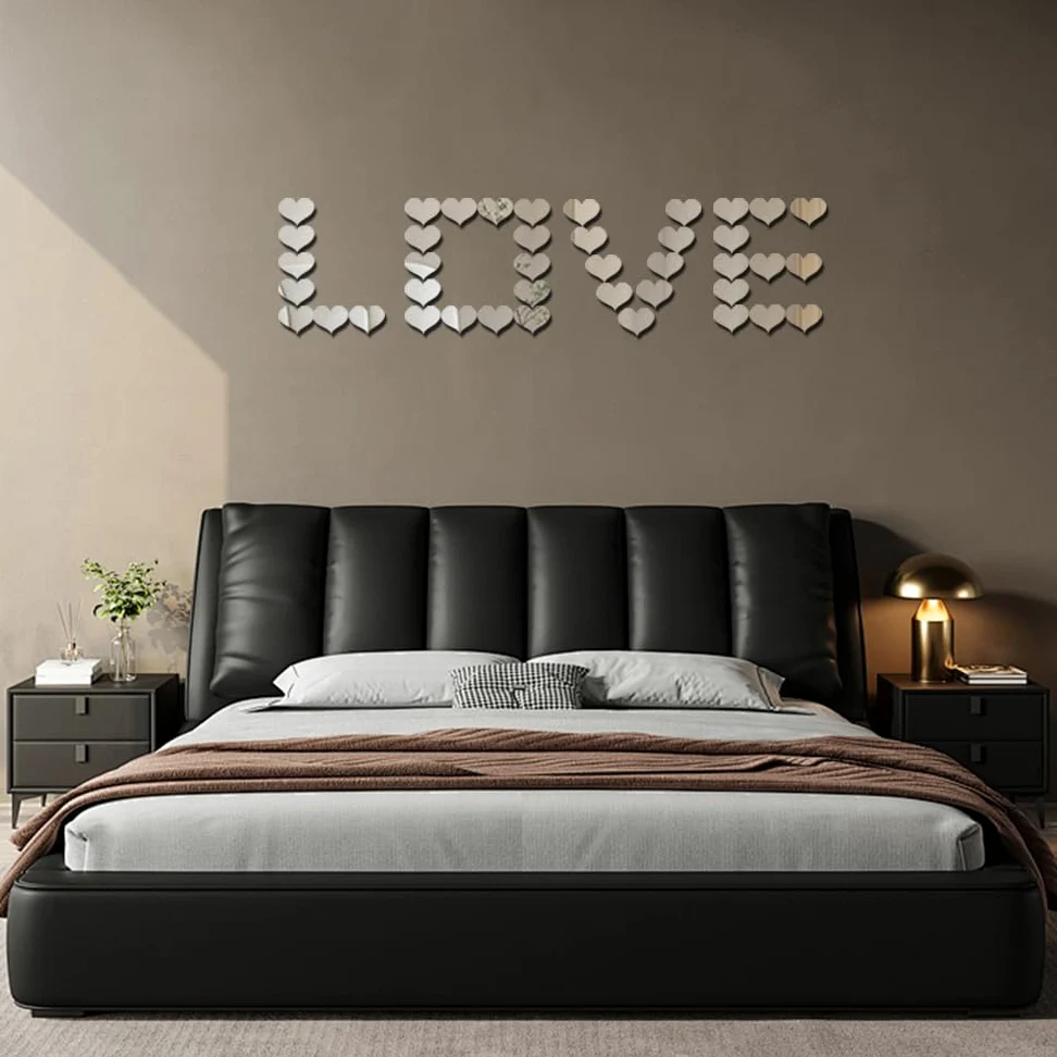 100 PCS Tuiles de Miroir de Coeur, Amour Artisanat de Petits Miroirs, Petits Carreaux de Miroir en Acrylique, Tuiles de Miroir Artisanales pour Projets d'Artisanat, Encadrement, Décoration de Chambre