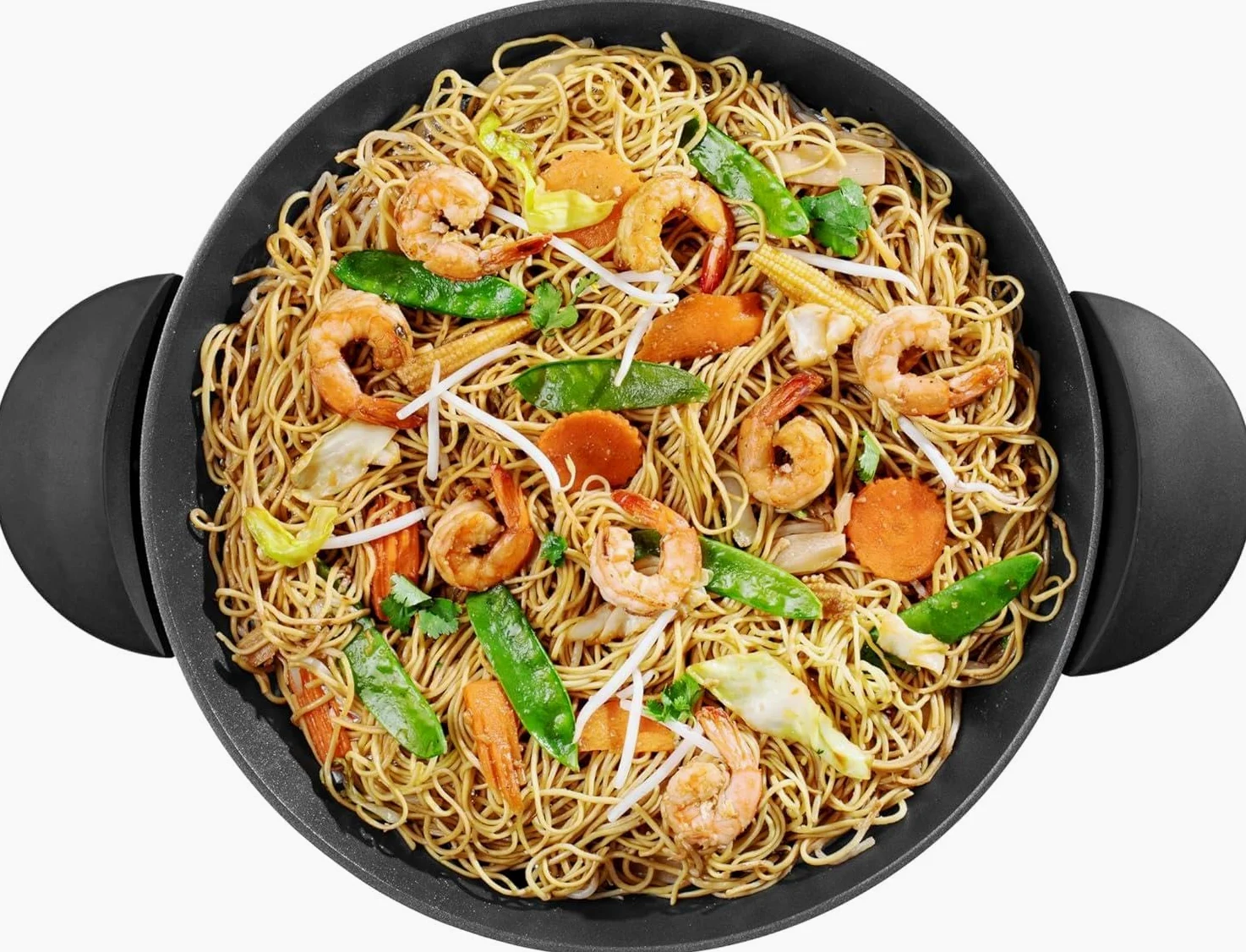 riviera&bar Wok Électrique Expert 5L - 2200W, Cuve en Fonte d'Aluminium, Couvercle en Verre, Thermostat Réglable 10 Positions - Idéal pour 8 Personnes - Accessoires Inclus - Nettoyage Facile