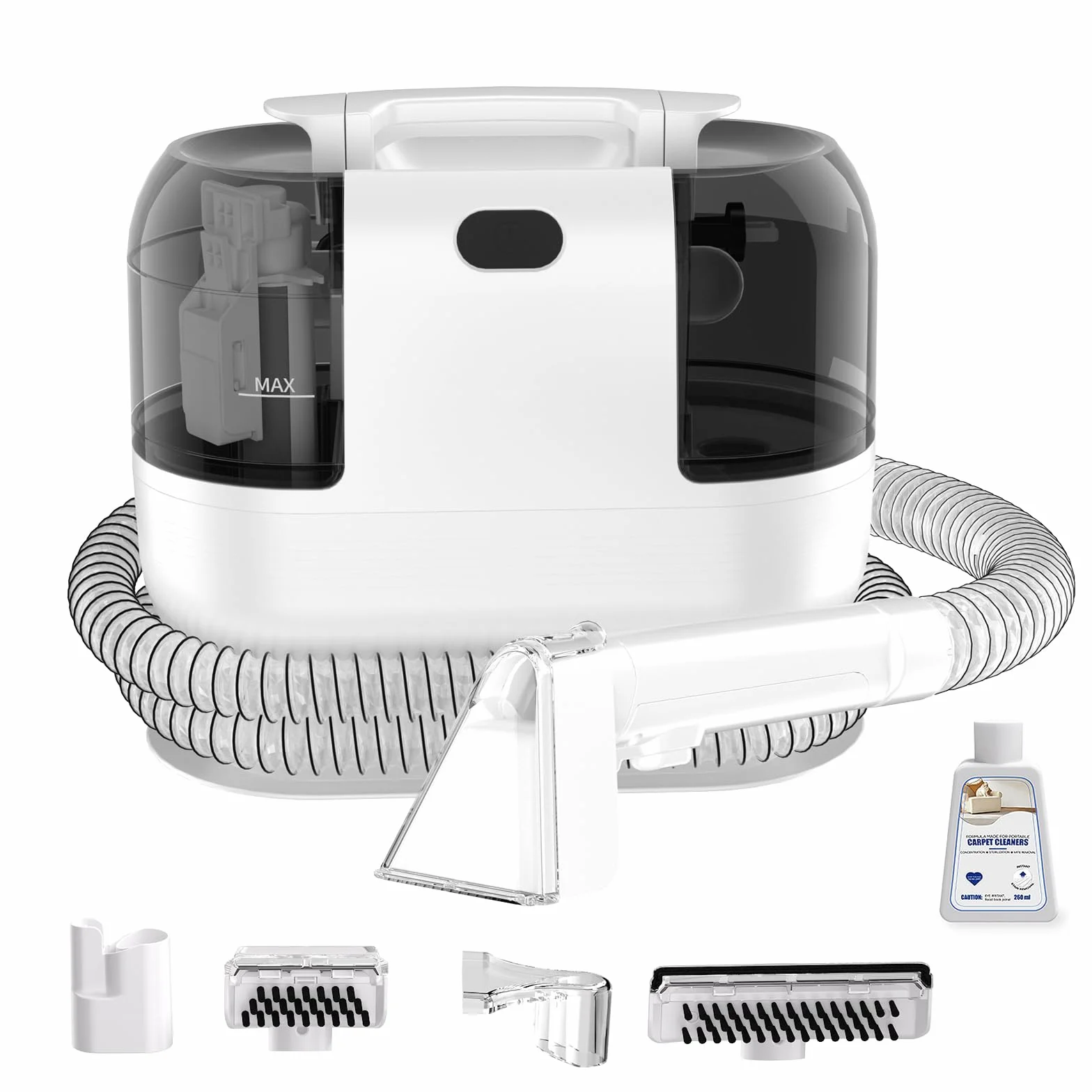 Shampouineuse Canapé Tissu, Nettoyeur Tapis et Moquettes 18 kPa, Moteur 500W, Double Réservoir, Tuyau & Cordon Long, Compact Portable, Nettoyeur pour Canapé, Matelas, Voiture, Textiles Domestiques