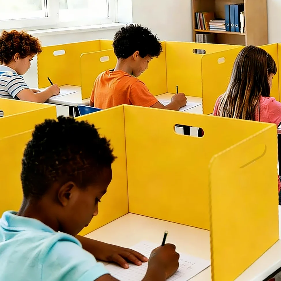Lot de 24 cloisons de séparation pliables pour bureau avec 72 étiquettes nominatives, portables, multicolores, pare-vue, cloisons étanches, pour l'école, le bureau, la bibliothèque, 42 x 36