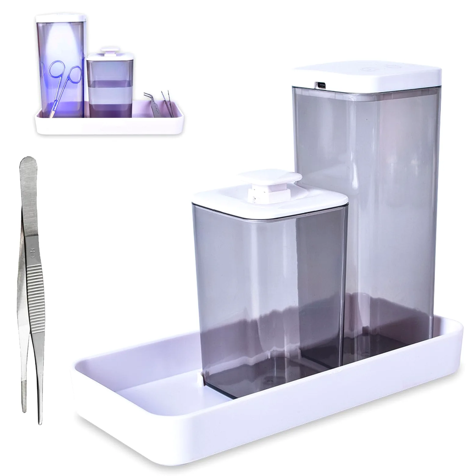 Kit De Tasse De DéSinfection à L’Alcool, Grande Longueur De Tasse 13,5 Cm, Petite Longueur De Tasse 8,3 Cm StéRilisateur Gadget à Lampe Germicide Uv, Adapté Au Nettoyage Du MatéRiel Orthodontique