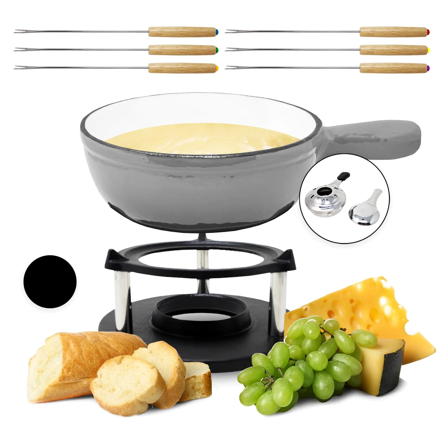 Appareil a Fondue Savoyarde et Chocolat, Appareil à Fondue Electrique avec 6 Fourchettes à Tremper, Service a Fondue Bourguignonne pour la Maison