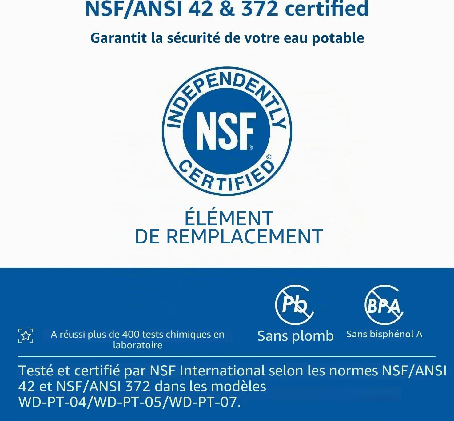 Waterdrop WD-PF-01A Plus Filtres de Remplacement Certifiés NSF Pour Tous les Systèmes de Filtration Waterdrop Jug, Durent Jusqu'à 3 Mois ou 757 Litres (Paquet de 3)
