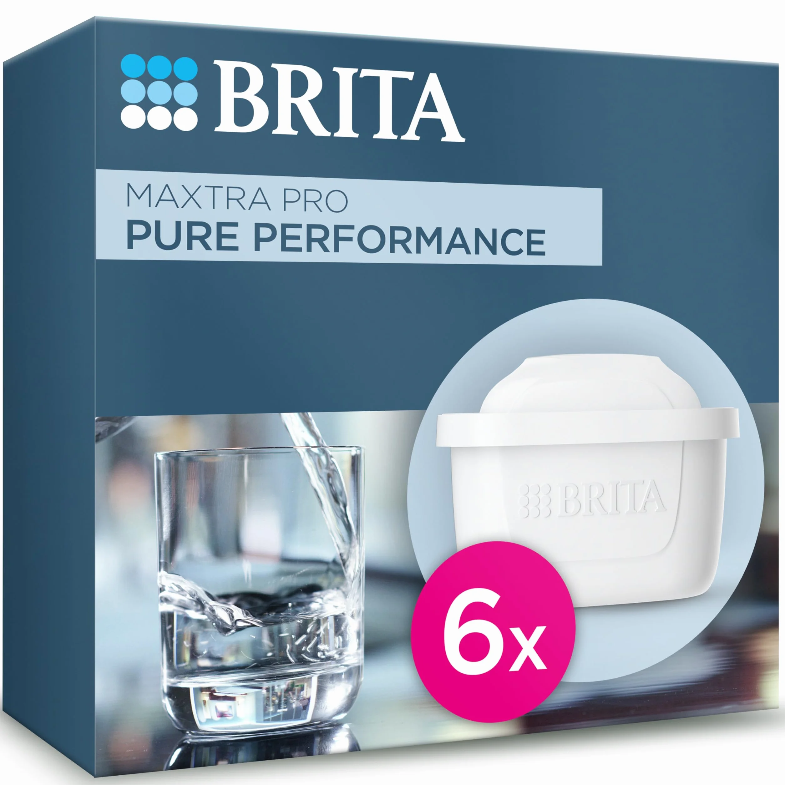 BRITA Maxtra Pro Lot de 6 cartouches de filtre tout-en-un – Recharge originale réduisant les impuretés, le chlore, les pesticides et le calcaire pour l'eau du robinet avec un meilleur goût